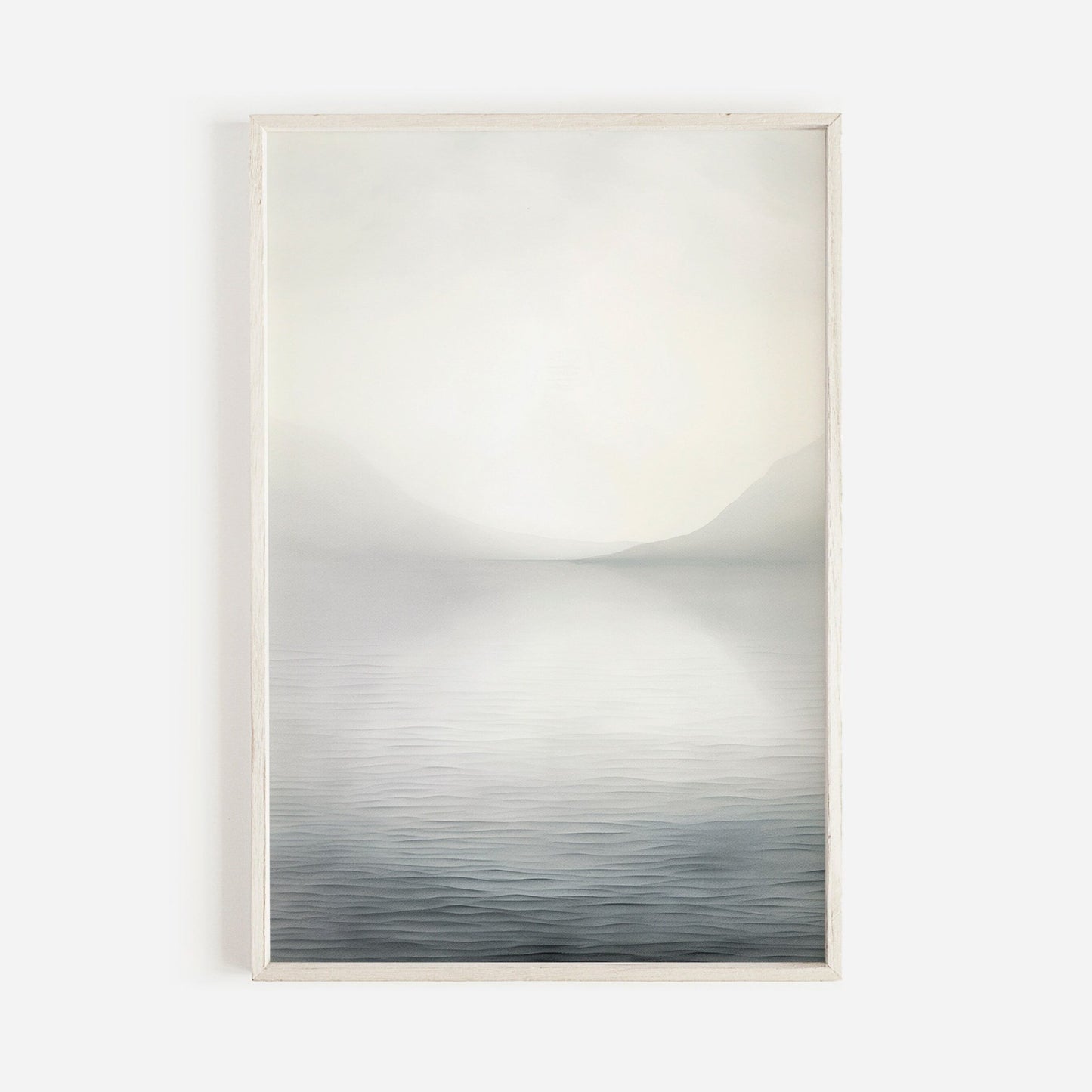 Abstract Lake and Mountains Wall Art, Elegant Black & White Landscape - WildfieldPrints