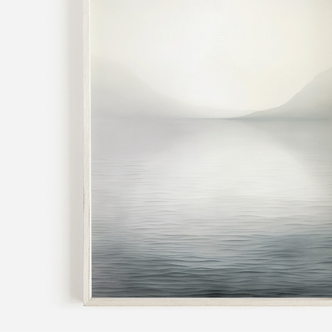 Abstract Lake and Mountains Wall Art, Elegant Black & White Landscape - WildfieldPrints