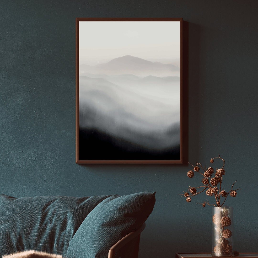 Abstract Mountain Art, Watercolor Landscape Print, Minimalist Nature Decor - WildfieldPrints