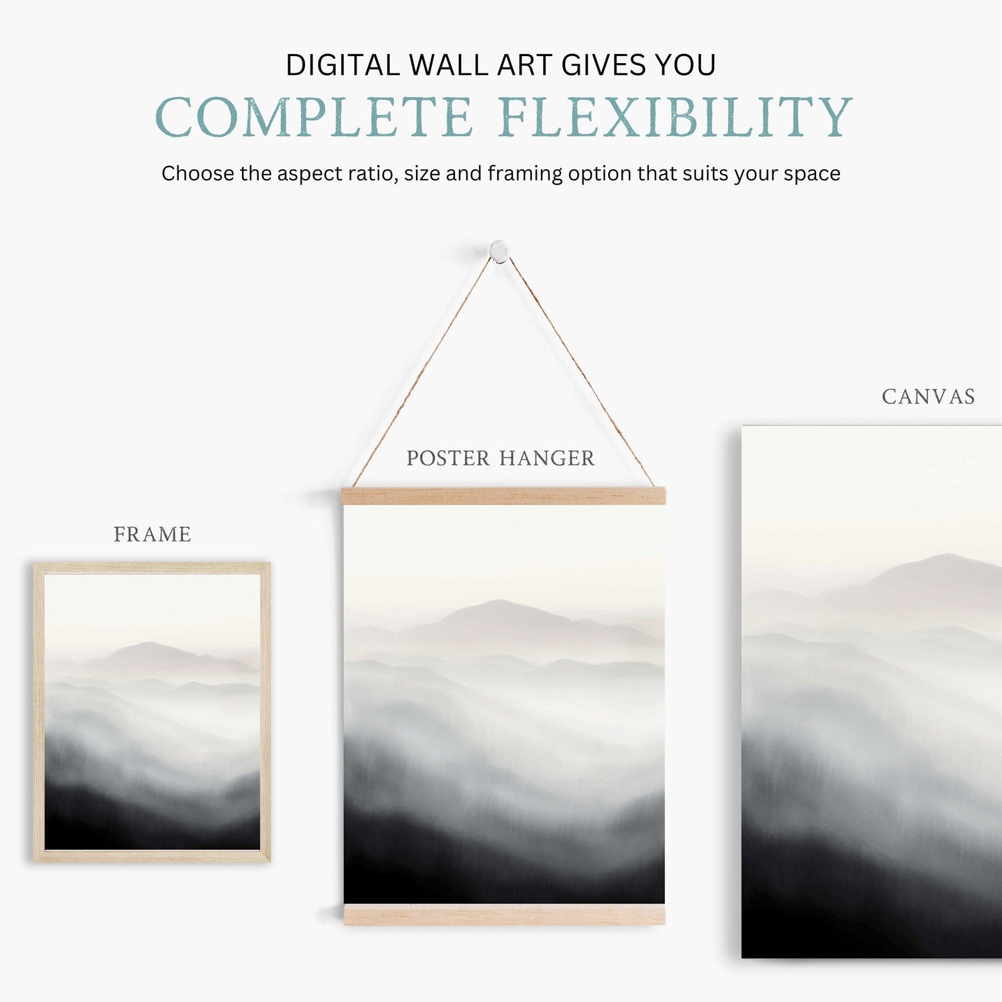 Abstract Mountain Art, Watercolor Landscape Print, Minimalist Nature Decor - WildfieldPrints