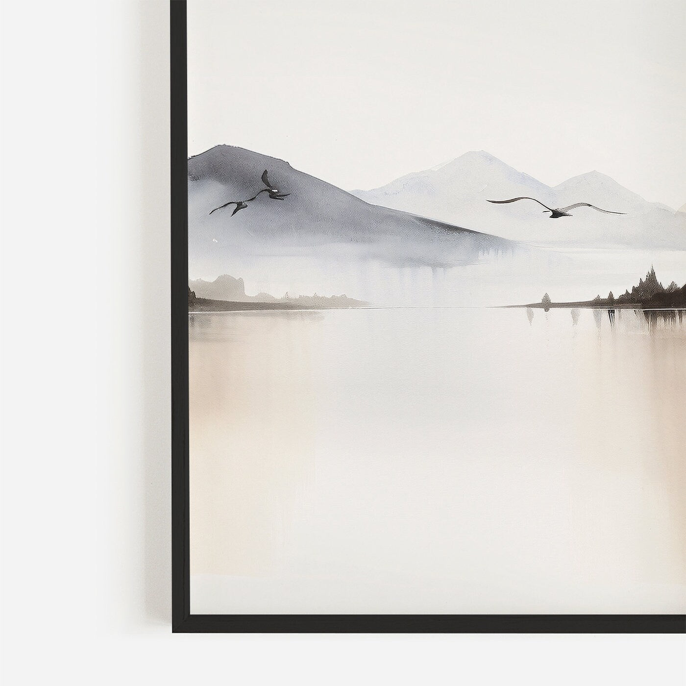 Abstract Nature Print, Watercolor Landscape, Mountains & Lake Decor - WildfieldPrints
