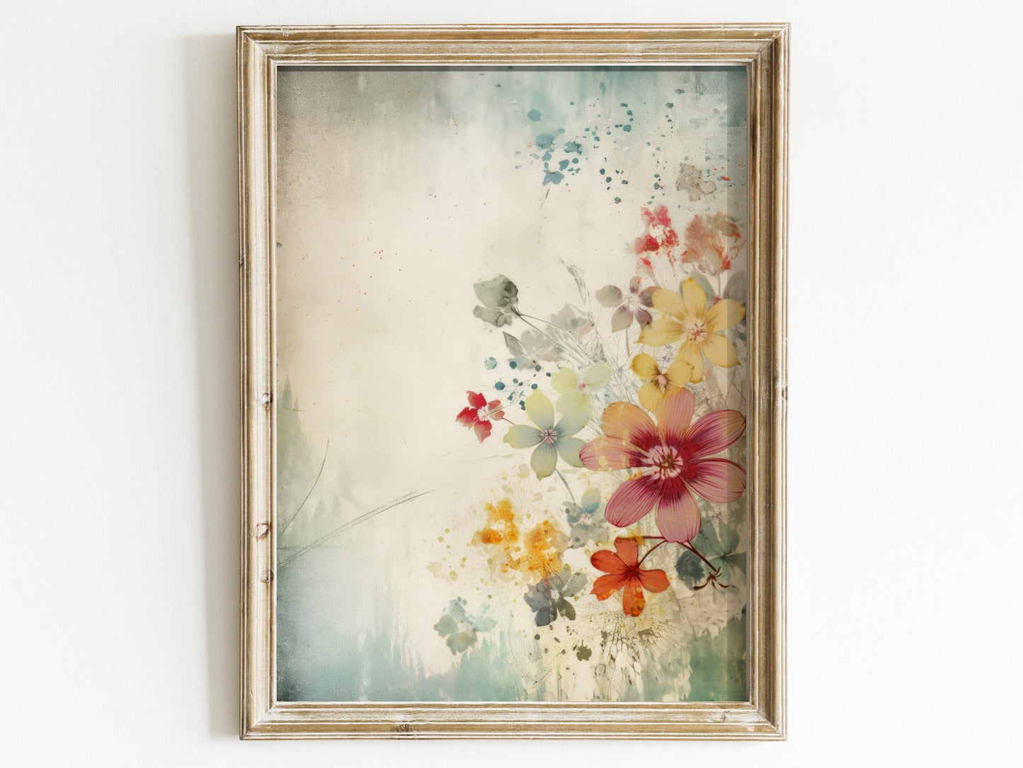 Abstract Vintage Floral Prints, Colorful Wildflower Wall Decor - WildfieldPrints