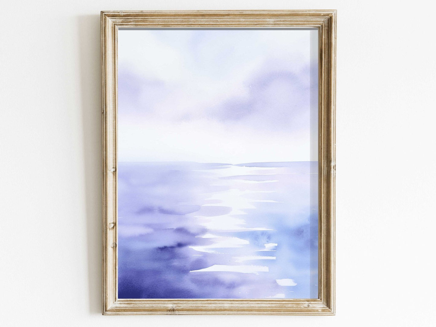 Abstract Watercolor Landscape Art, Purple Home Decor, Sea & Sky Decor - WildfieldPrints