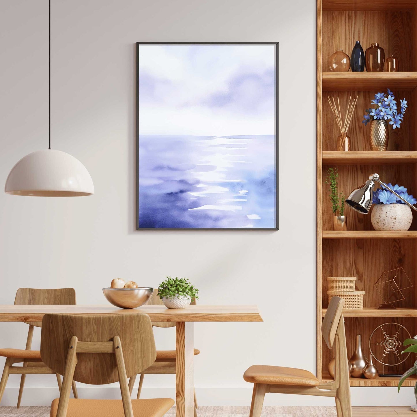 Abstract Watercolor Landscape Art, Purple Home Decor, Sea & Sky Decor - WildfieldPrints