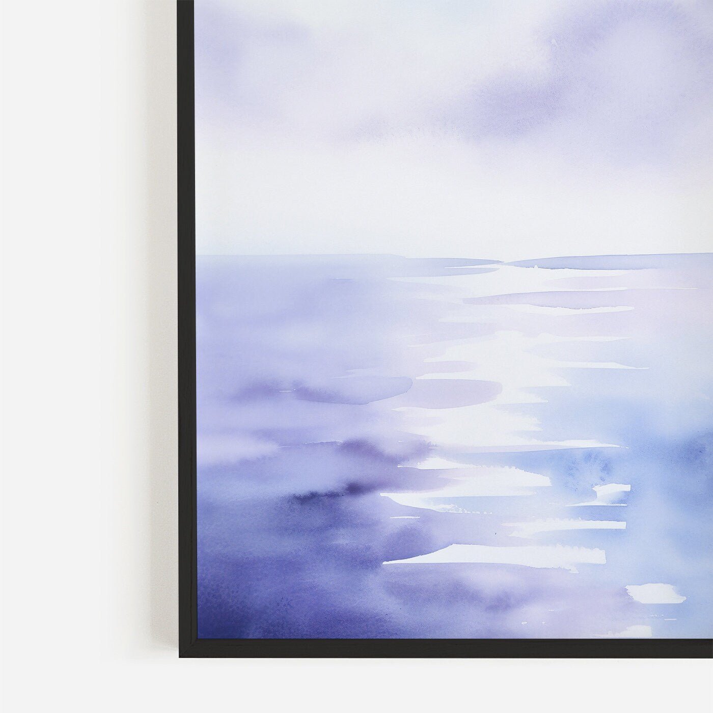 Abstract Watercolor Landscape Art, Purple Home Decor, Sea & Sky Decor - WildfieldPrints