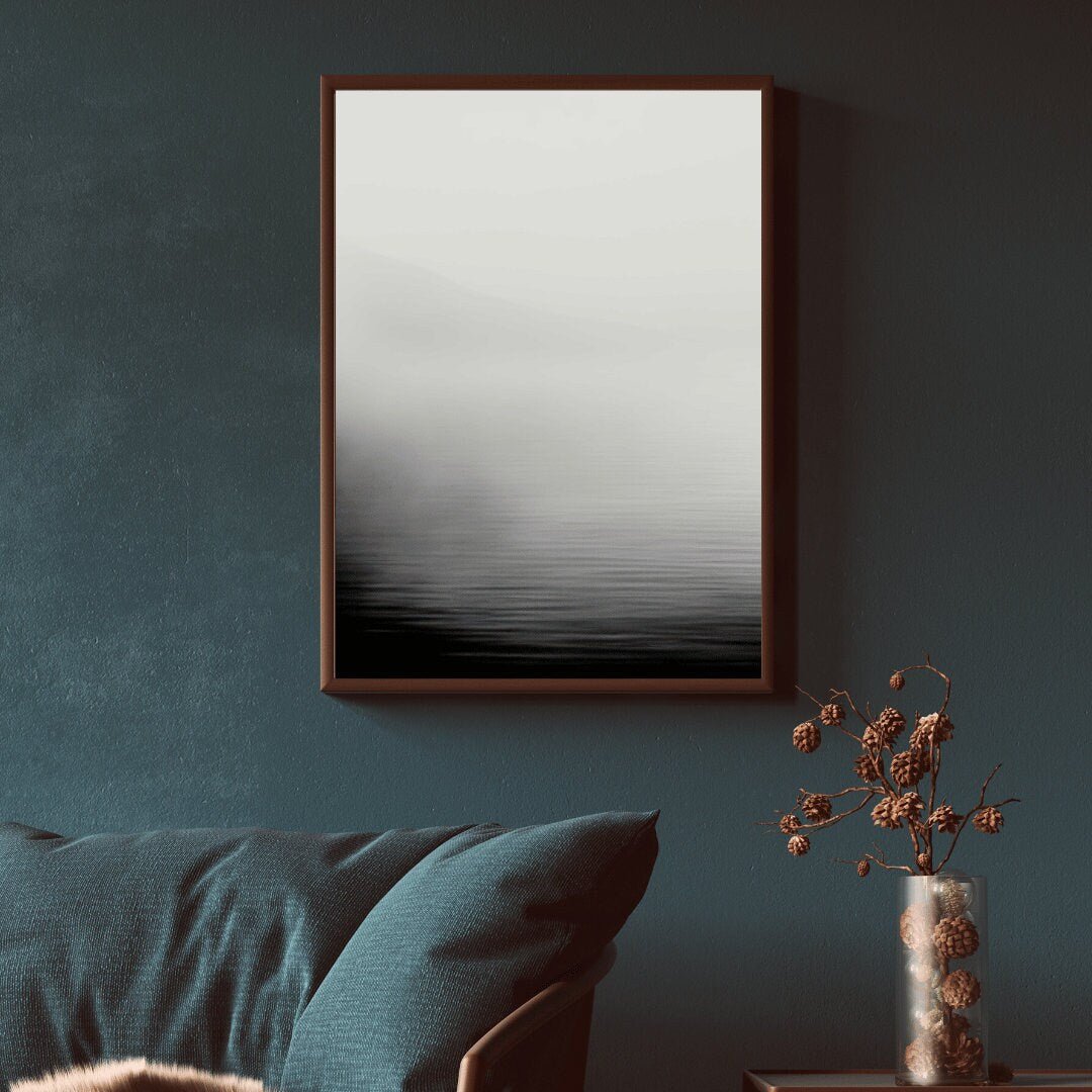 Abstract Watercolor Print, Lake & Mountain Wall Decor, Landscape Art - WildfieldPrints