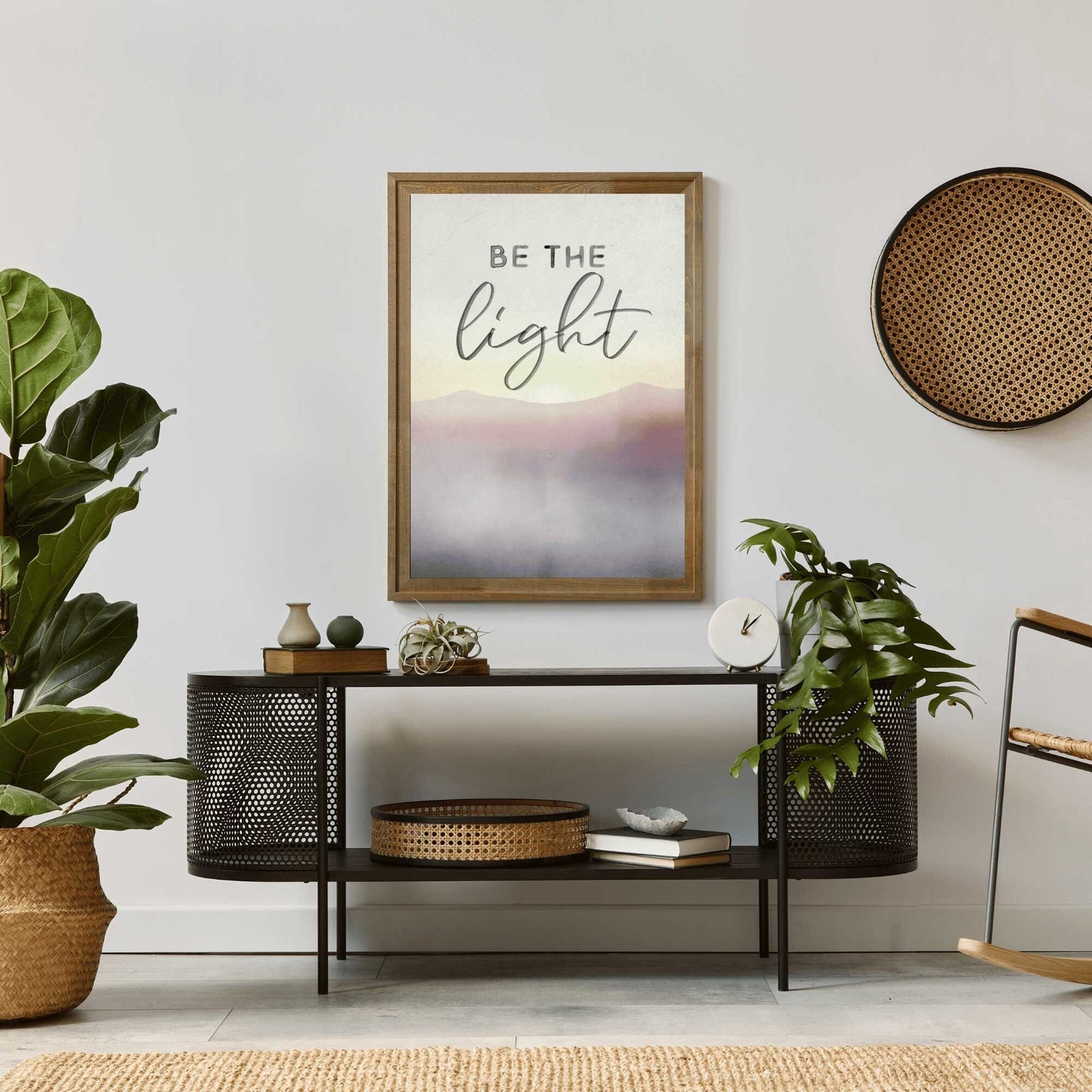 Abstract Watercolor Quote Art, Be the Light, Inspirational Saying, Mountain Decor - WildfieldPrints