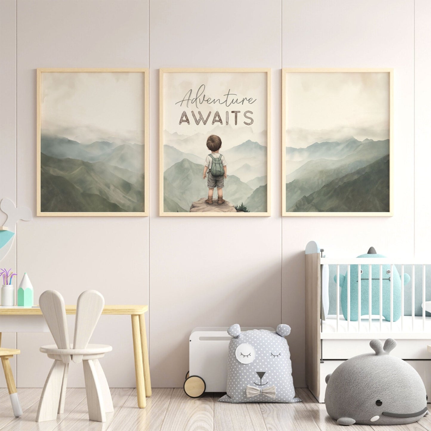 Adventure Awaits Art, Boys Room Decor, Toddler Wall Decor, Nursery Quote - WildfieldPrints