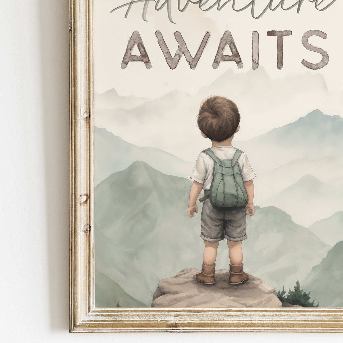 Adventure Awaits Art, Boys Room Decor, Toddler Wall Decor, Nursery Quote - WildfieldPrints