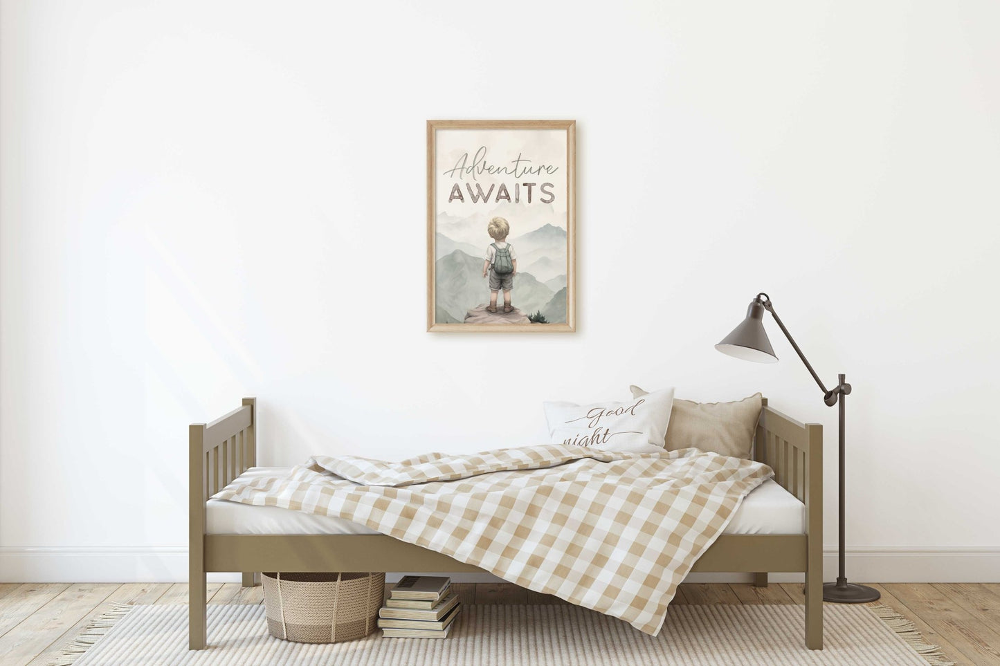 Adventure Awaits, Inspirational Boy Explorer Art, Mountain Nursery Decor - WildfieldPrints