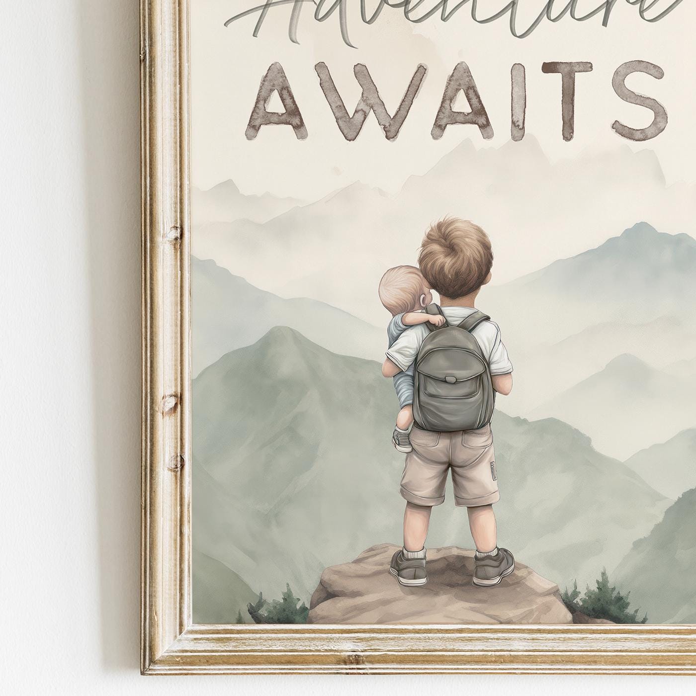 Adventure Awaits Nursery Print, Mountain Wall Decor, Baby Boy Gift - WildfieldPrints