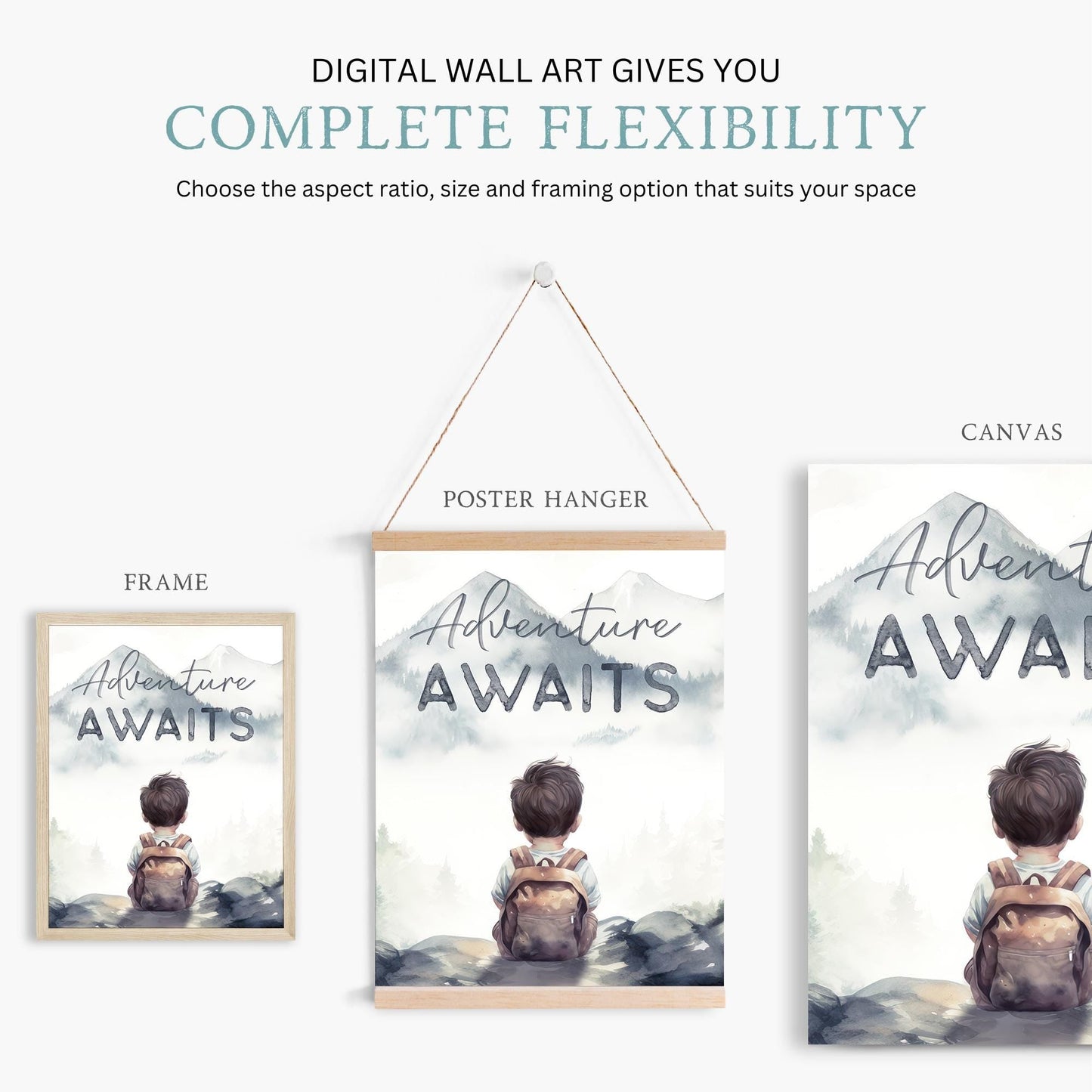 Adventure Awaits Nursery Print, Woodland Animal Quote Decor, Bear & Fox Art - WildfieldPrints