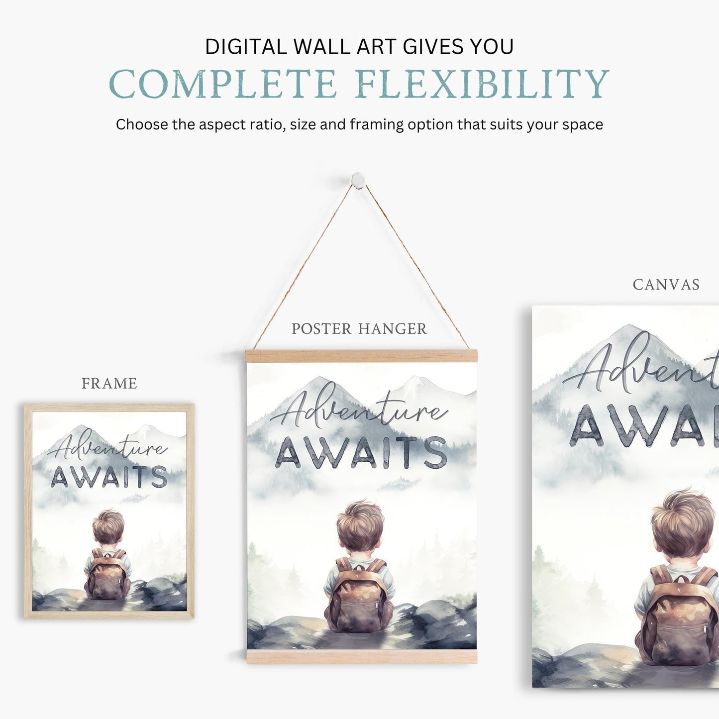 Adventure Awaits Nursery Prints, Woodland Animal Decor, Triptych Art - WildfieldPrints