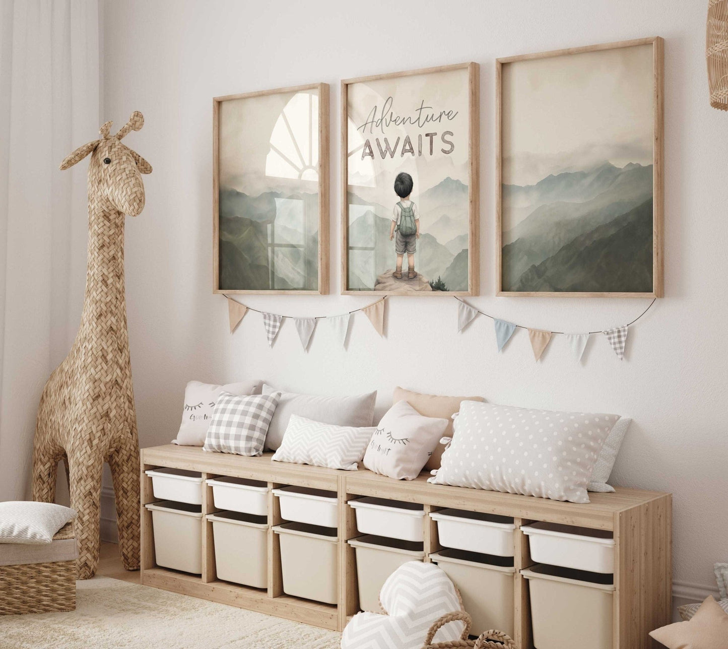 Adventure Awaits Nursery Quote Art, Boys Room Decor, Toddler Wall Decor - WildfieldPrints
