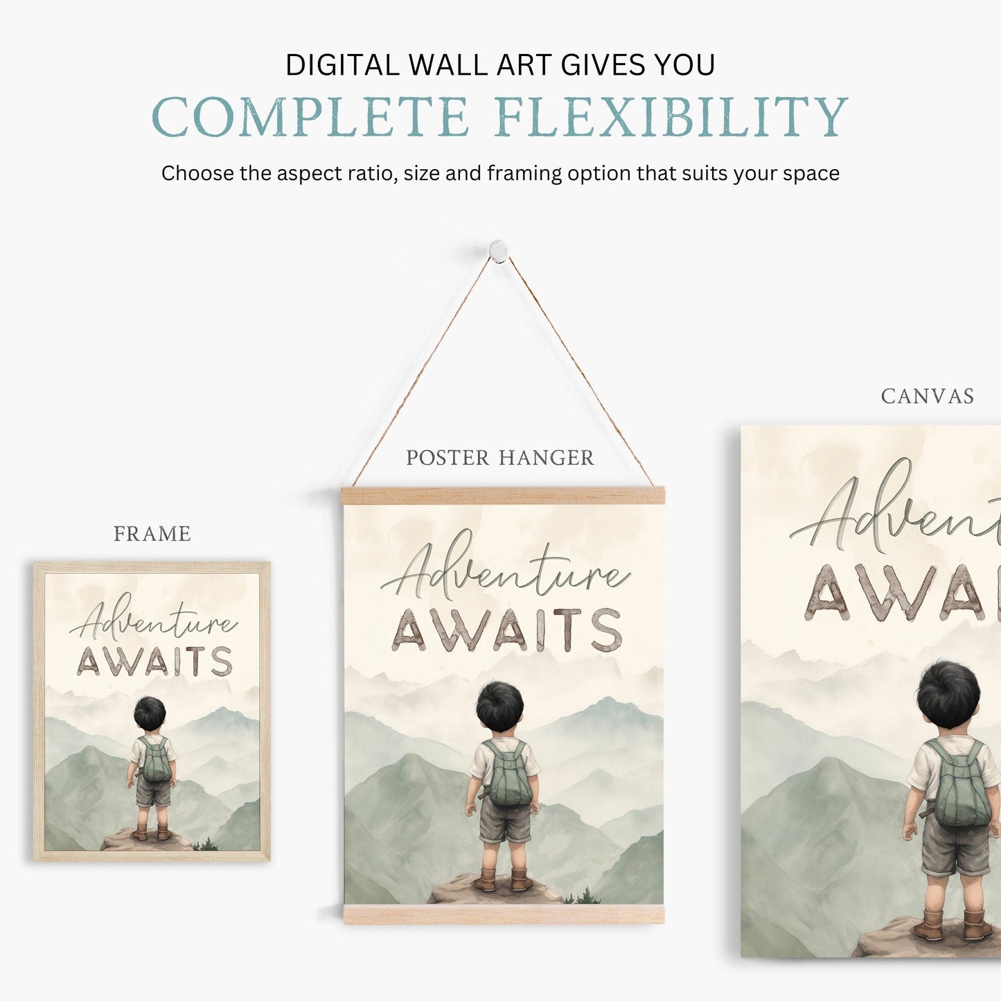 Adventure Awaits Nursery Quote Art, Boys Room Decor, Toddler Wall Decor - WildfieldPrints