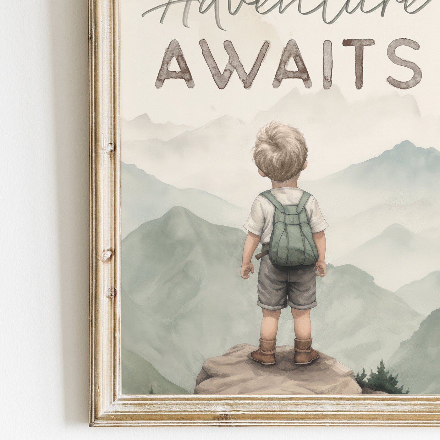 Adventure Awaits Print, Adventure Wall Art Boy, Mountain Nursery Prints, Quote Nursery Art, Forest Toddler Room Decor, Printable Nursery Art - My Store