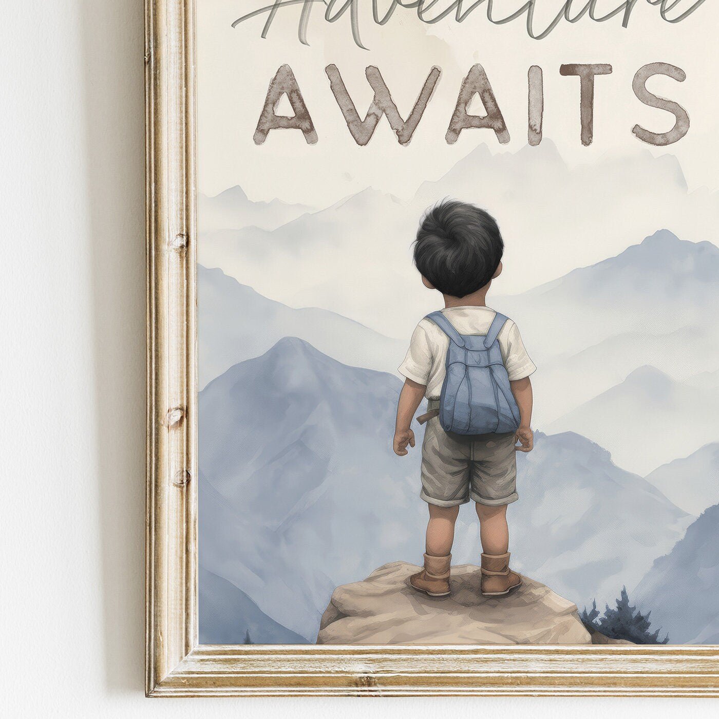 Adventure Awaits Print, Boys Room Decor, Mountain Themed Art - WildfieldPrints