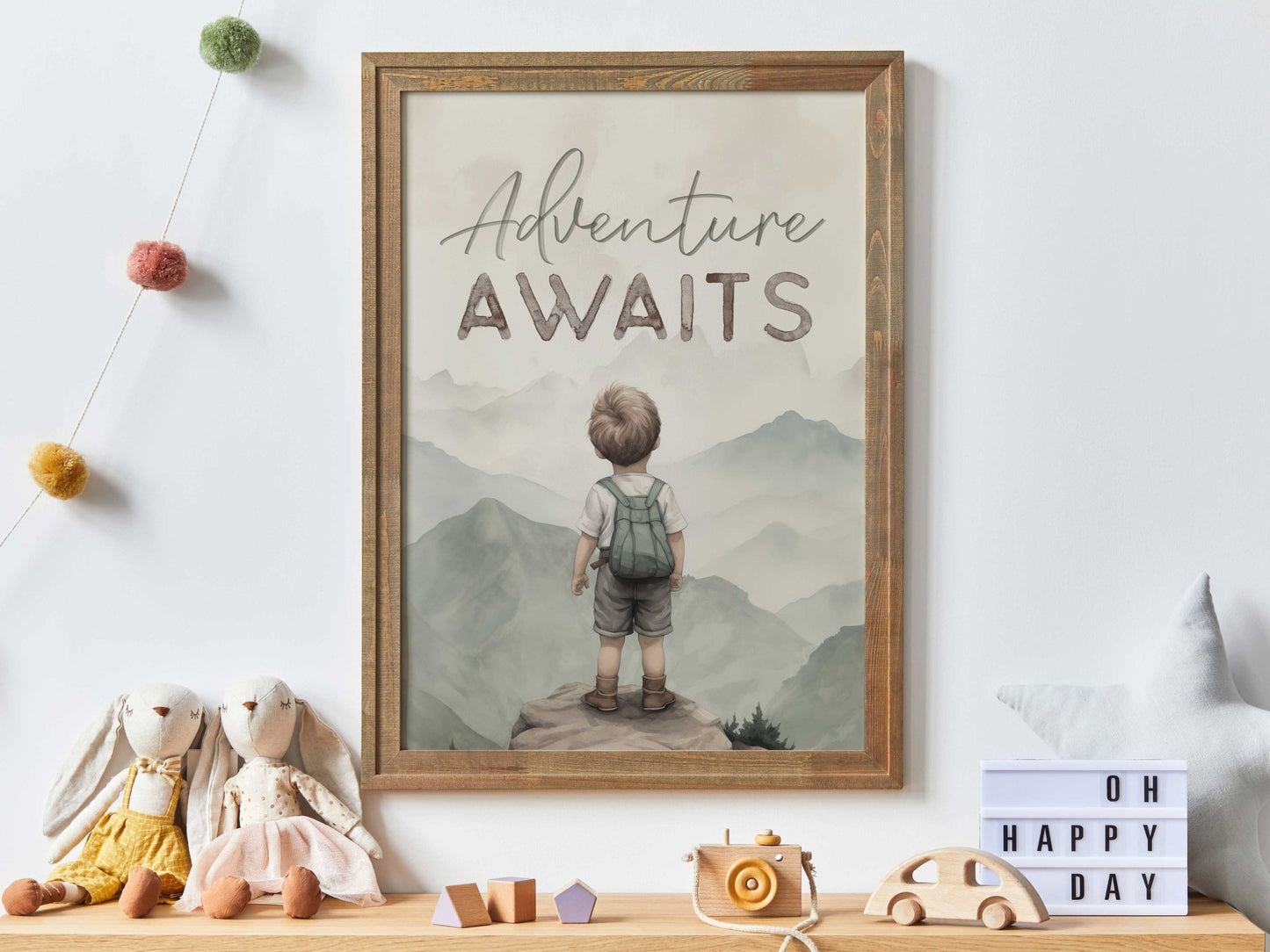 Adventure Awaits Print, Boy's Room Decor, Mountain - Themed Wall Art - WildfieldPrints