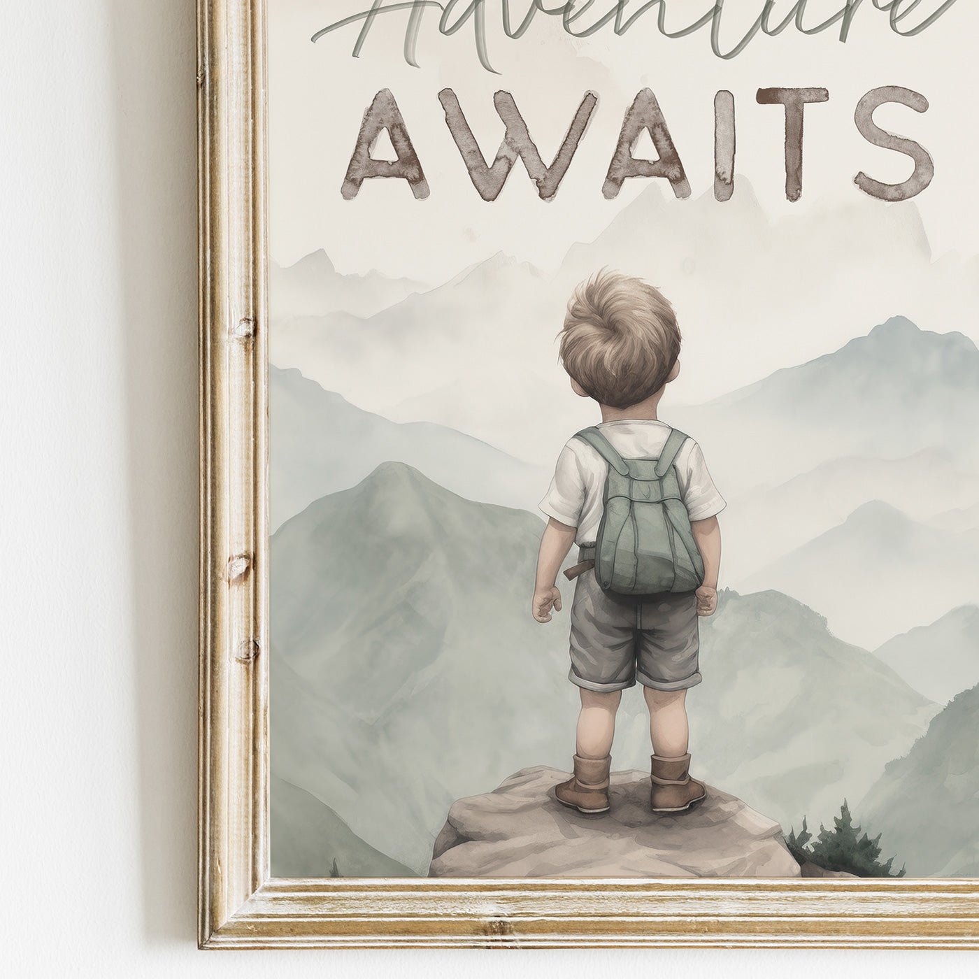 Adventure Awaits Print, Boy's Room Decor, Mountain - Themed Wall Art - WildfieldPrints