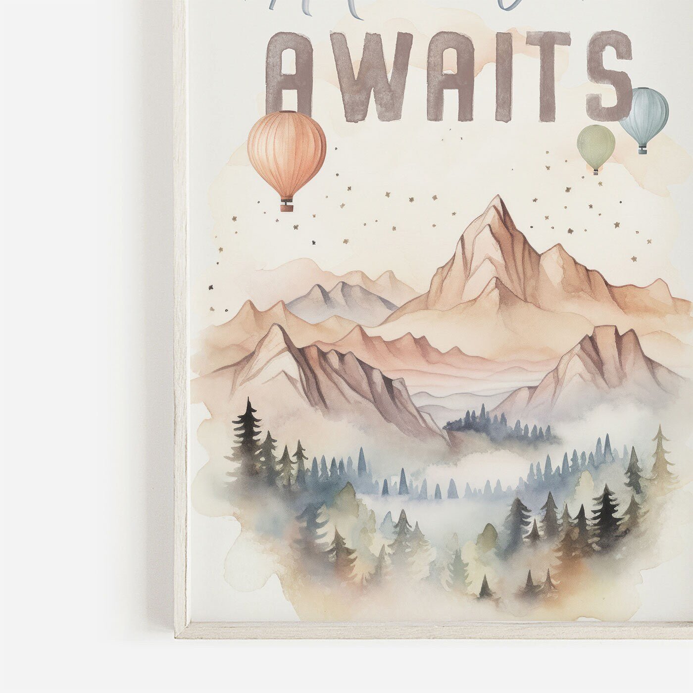Adventure Awaits Print, Hiking and Camping Quote Kids Room Decor - WildfieldPrints