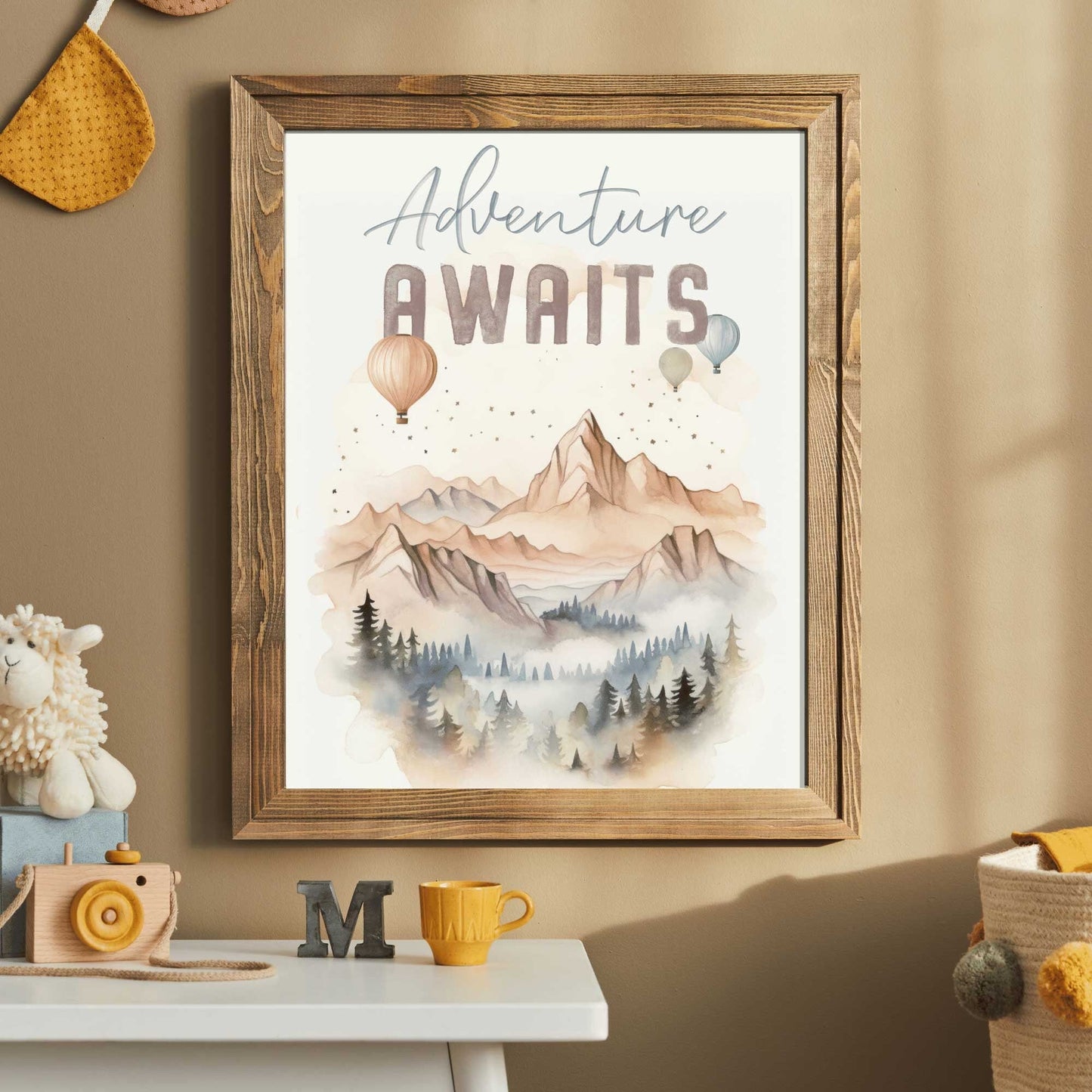 Adventure Awaits Print, Hiking and Camping Quote Kids Room Decor - WildfieldPrints