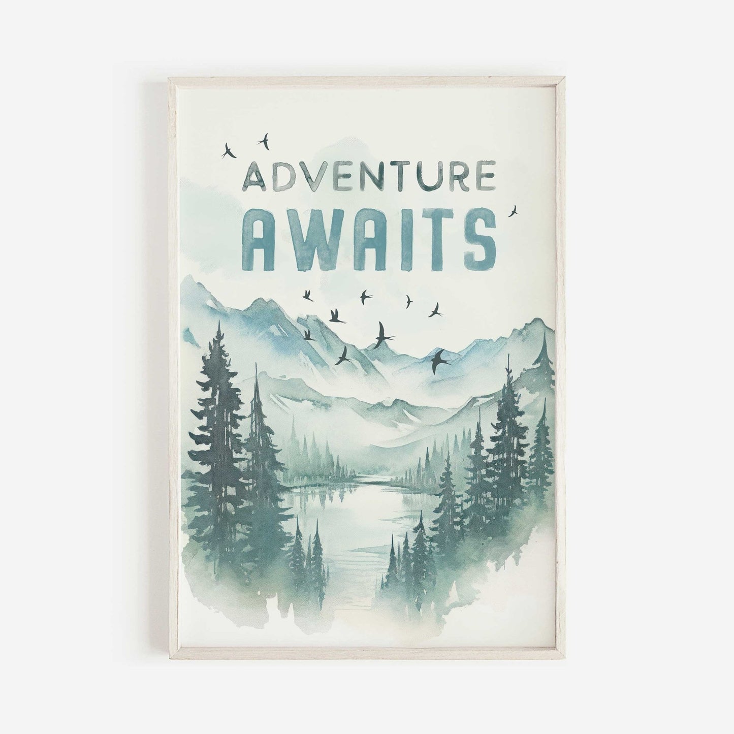 Adventure Awaits Print, Hiking & Camping Quote, Kids Room Decor, Inspirational Wall Art - WildfieldPrints
