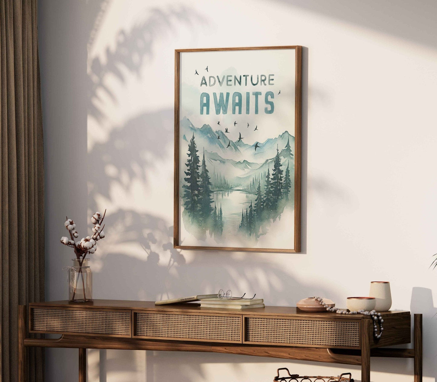 Adventure Awaits Print, Hiking & Camping Quote, Kids Room Decor, Inspirational Wall Art - WildfieldPrints