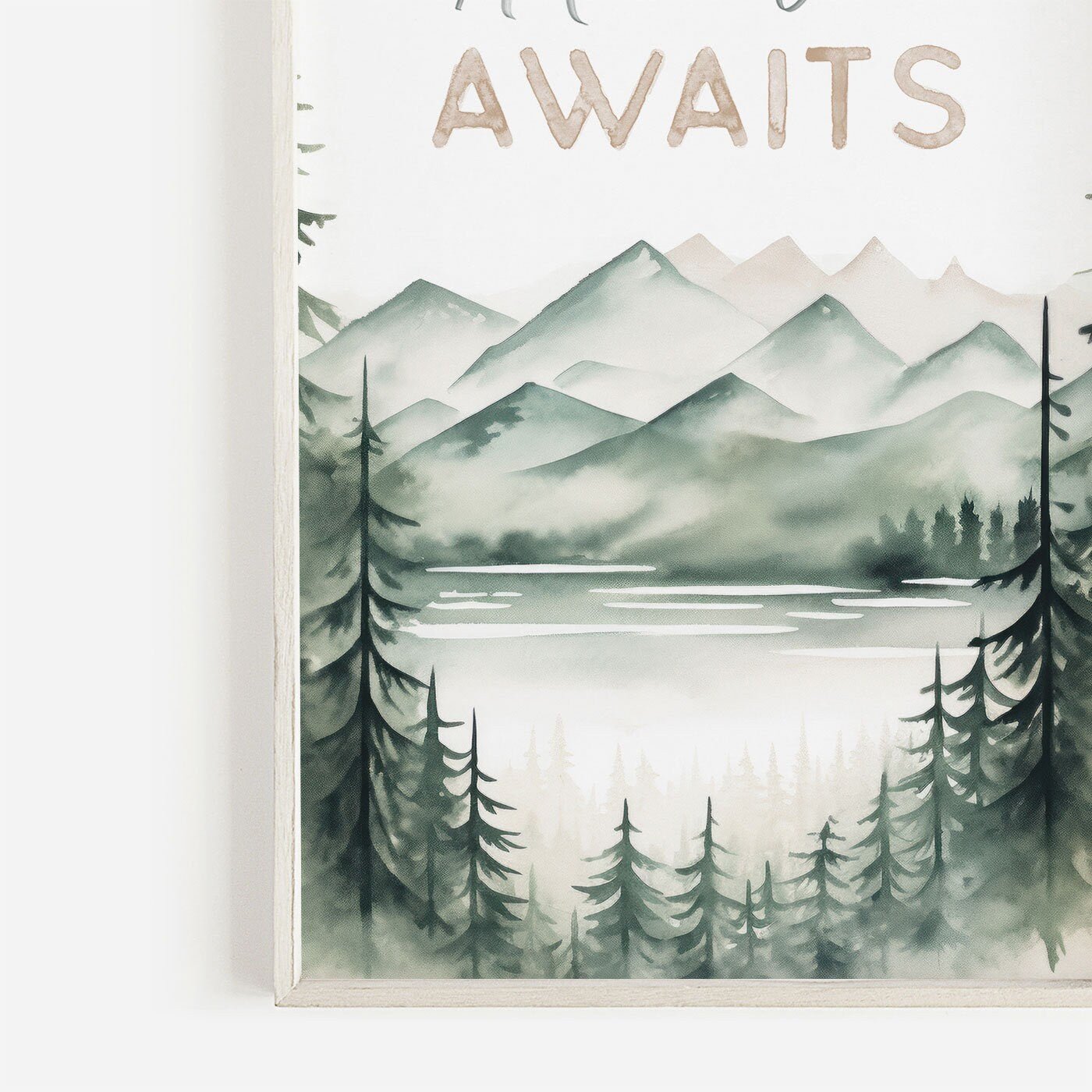 Adventure Awaits Print, Hiking & Camping Quote Wall Art, Vintage Nature Decor - WildfieldPrints