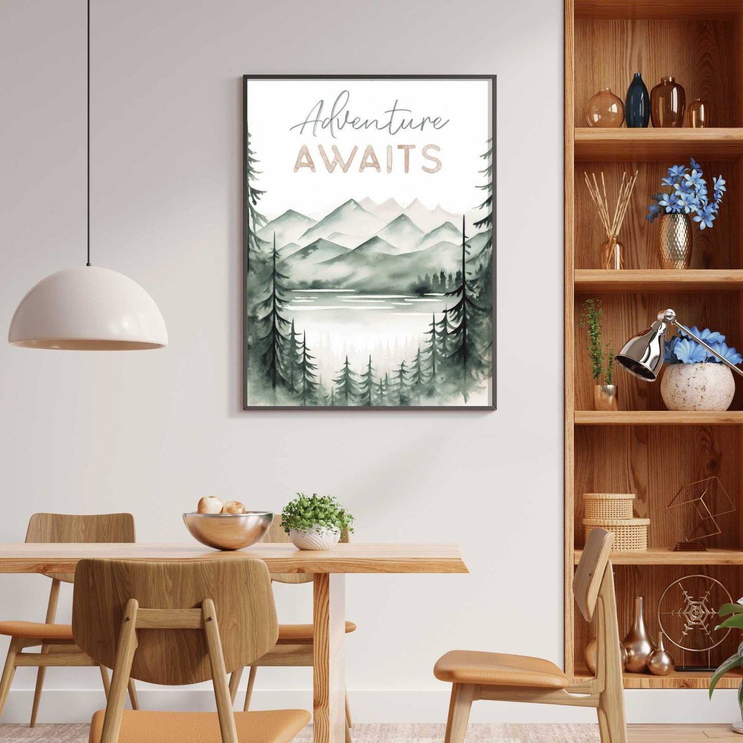Adventure Awaits Print, Hiking & Camping Quote Wall Art, Vintage Nature Decor - WildfieldPrints