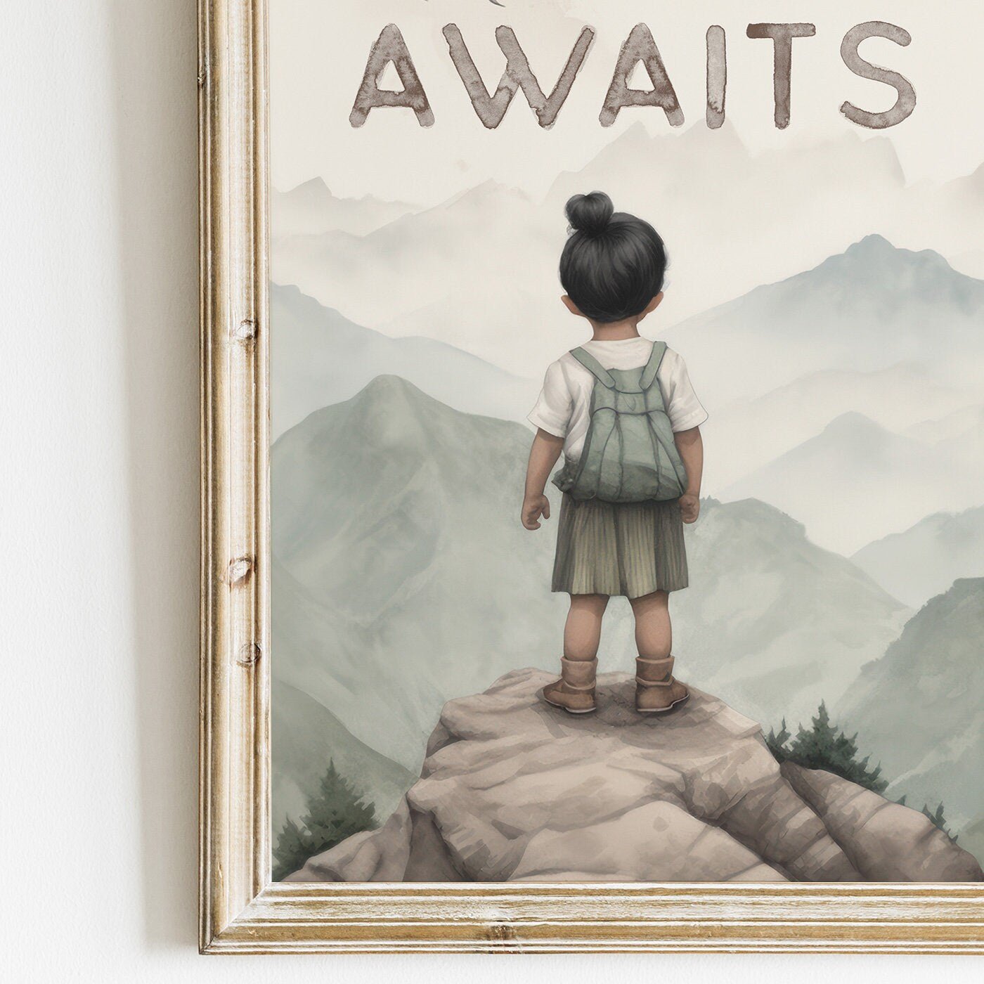 Adventure Awaits Print, Nursery Quote for Girls, Toddler Room Decor - WildfieldPrints