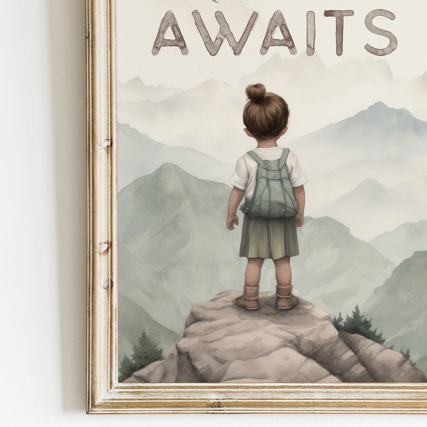 Adventure Awaits Print, Nursery Quote for Girls, Toddler Room Decor - WildfieldPrints