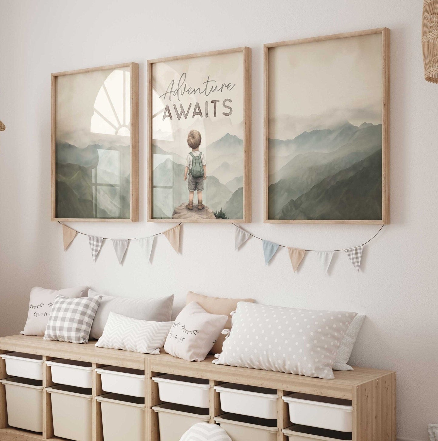 Adventure Awaits Prints, Toddler Room Decor, Mountain Nursery Decor - WildfieldPrints