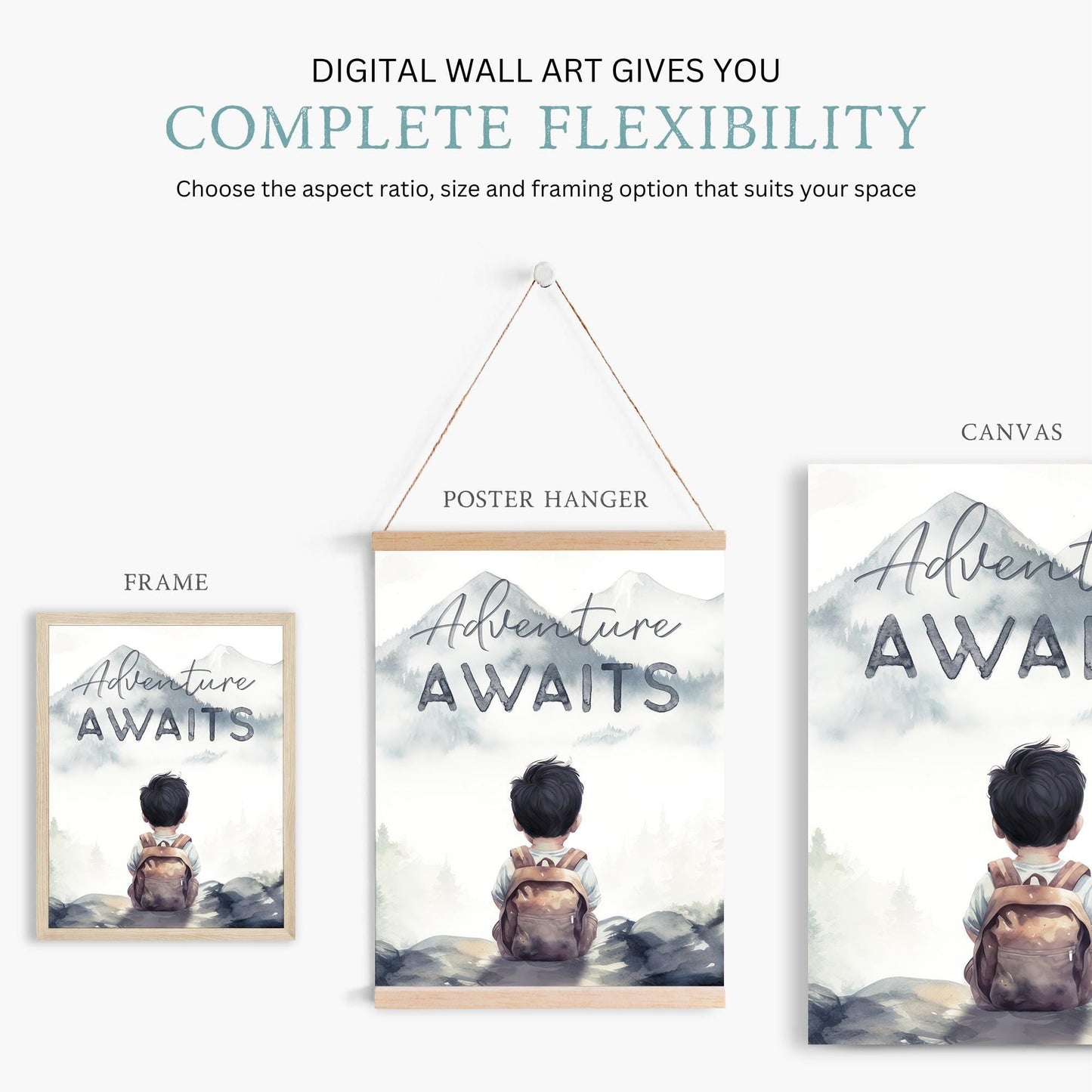 Adventure Awaits Prints, Woodland Animal Decor, Toddler Room Art - WildfieldPrints