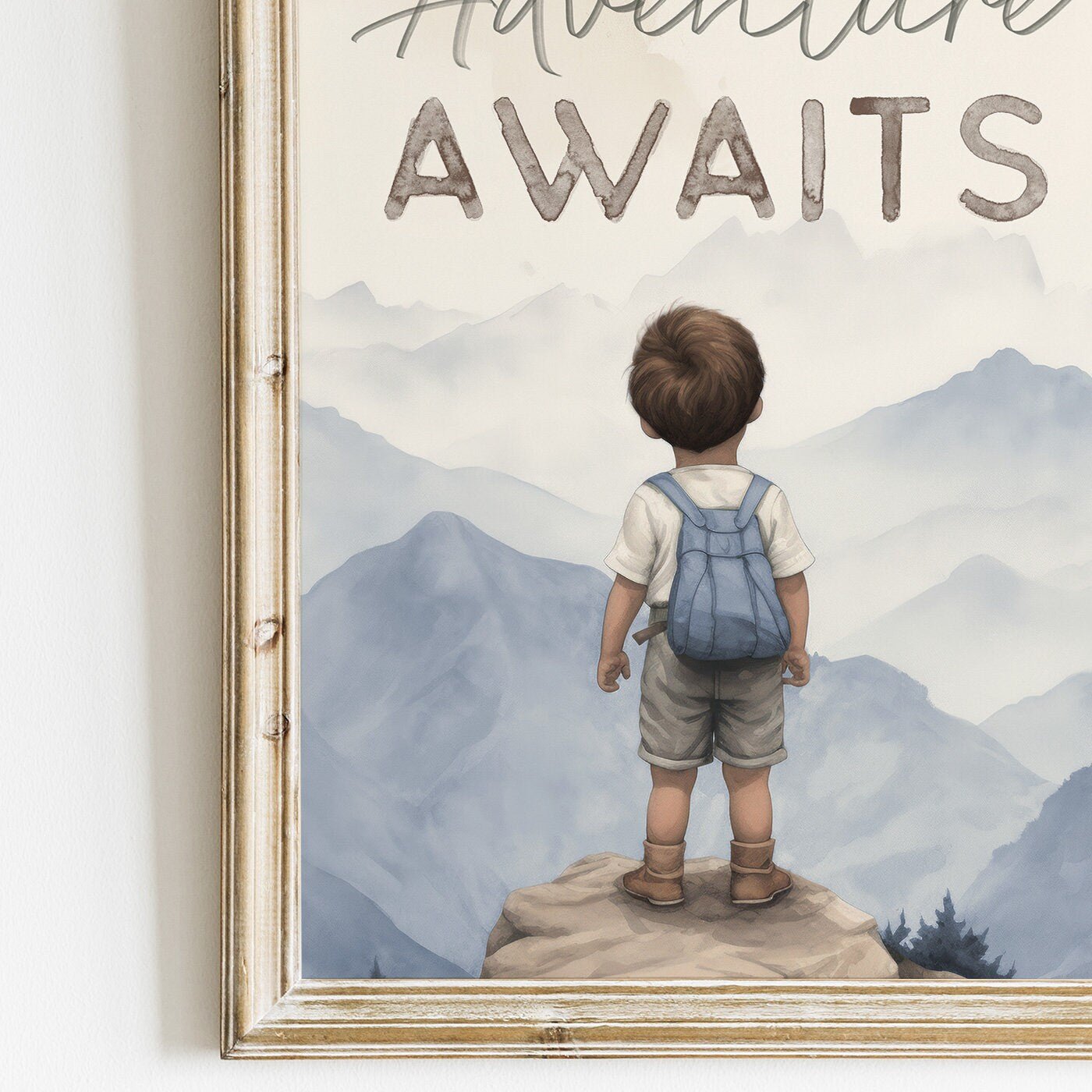 Adventure Awaits Quote Print, Boys Room Decor, Mountain Wall Art - WildfieldPrints