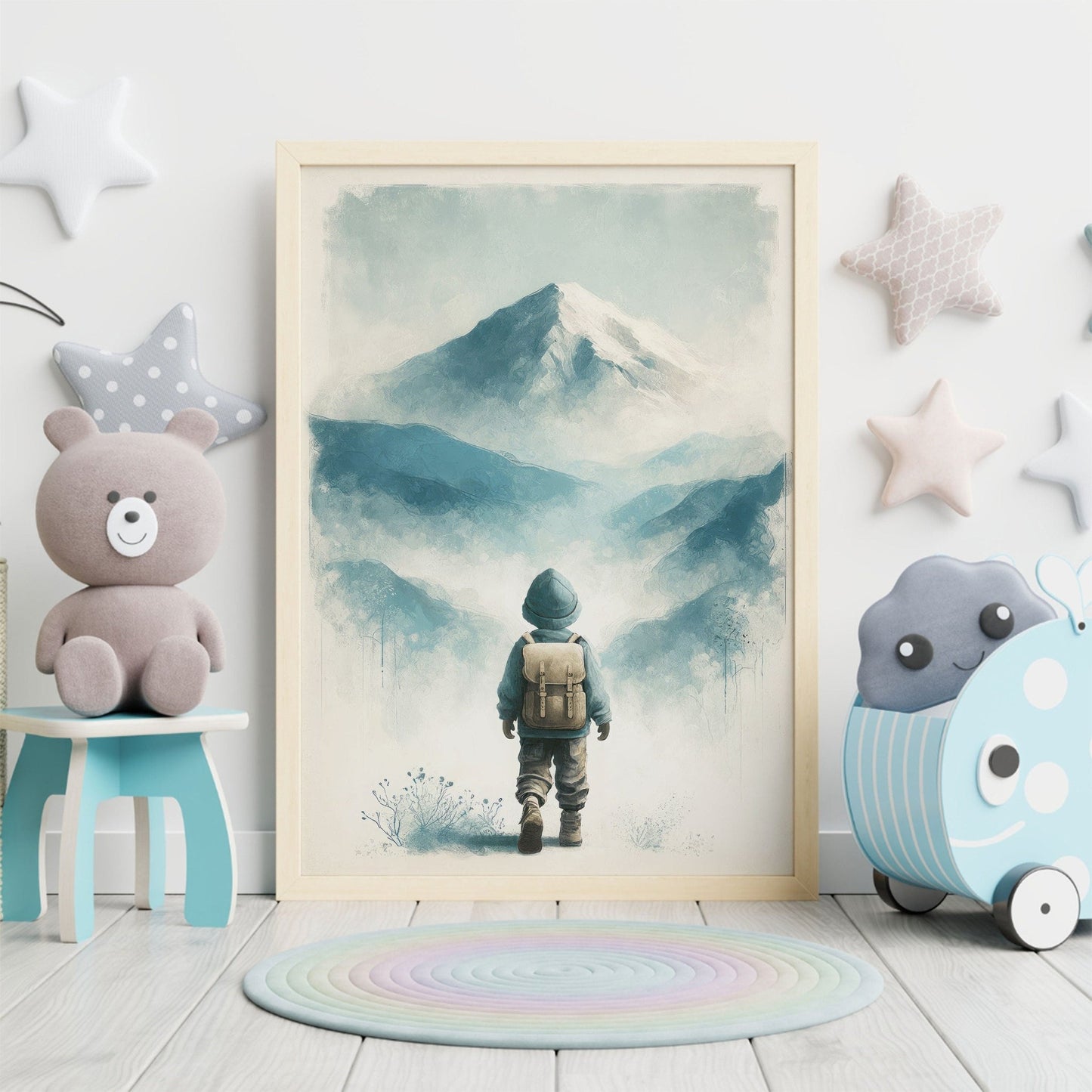 Adventure Boy Nursery Art, Mountain Wall Decor, Hiking Print for Boys - WildfieldPrints