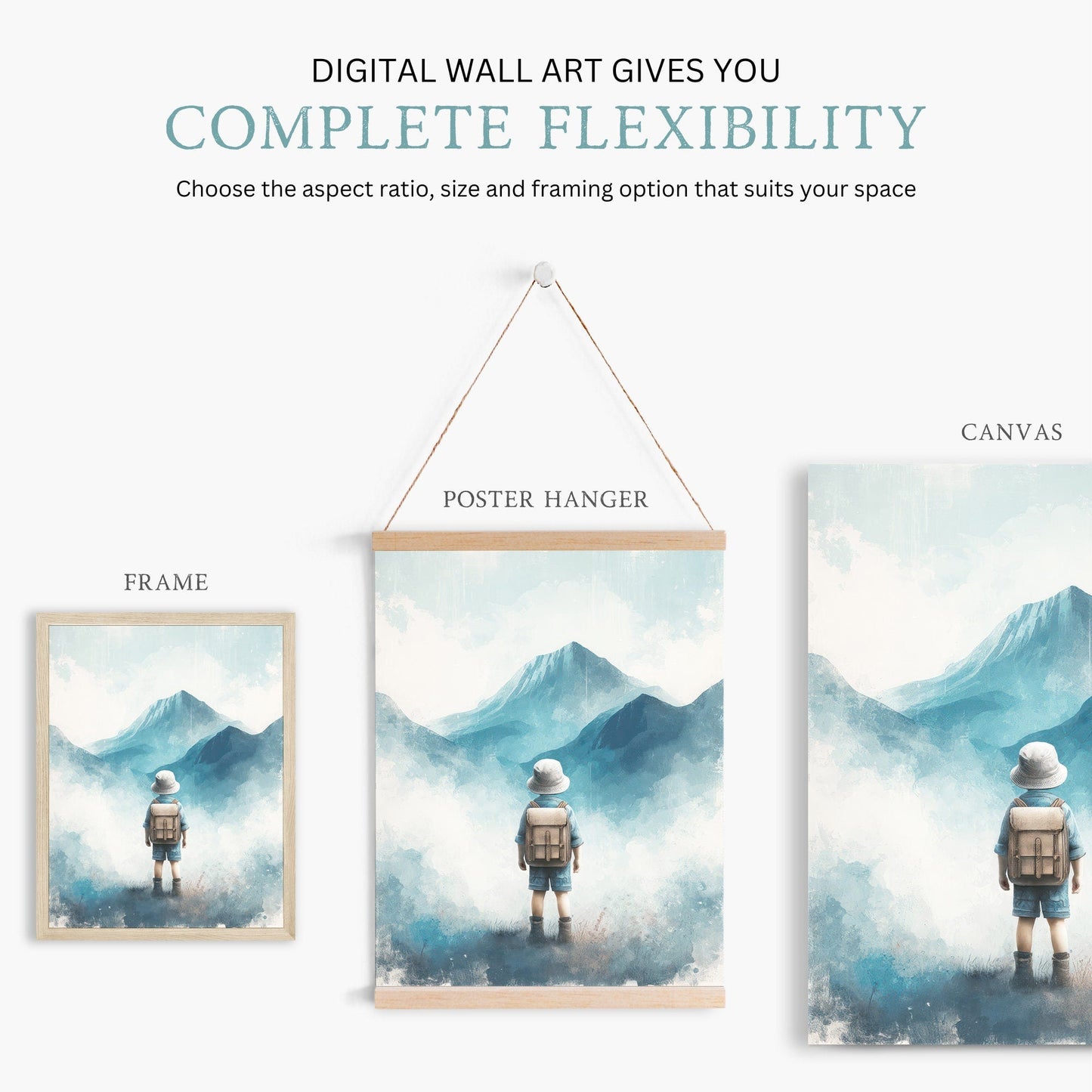 Adventure Boy Prints, Mountain Nursery Decor, Hiking Room Wall Art - WildfieldPrints