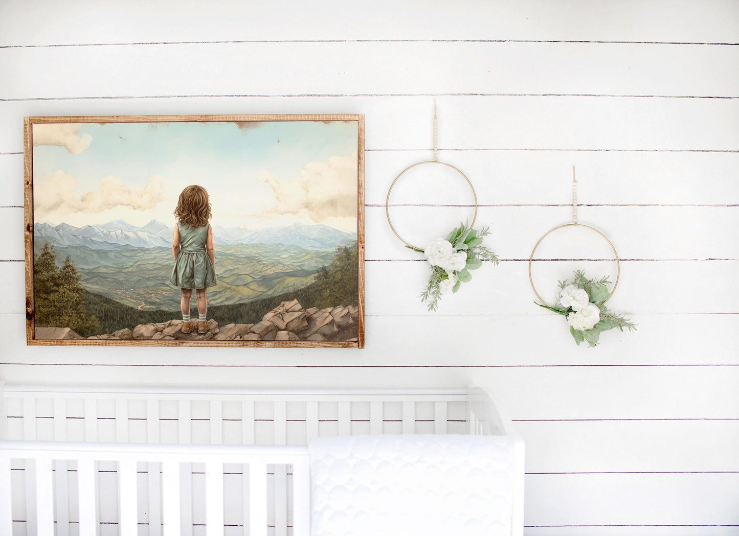 Adventure Decor Girl, Nature Wall Art, Vintage Nursery Decor, Mountain Theme - WildfieldPrints