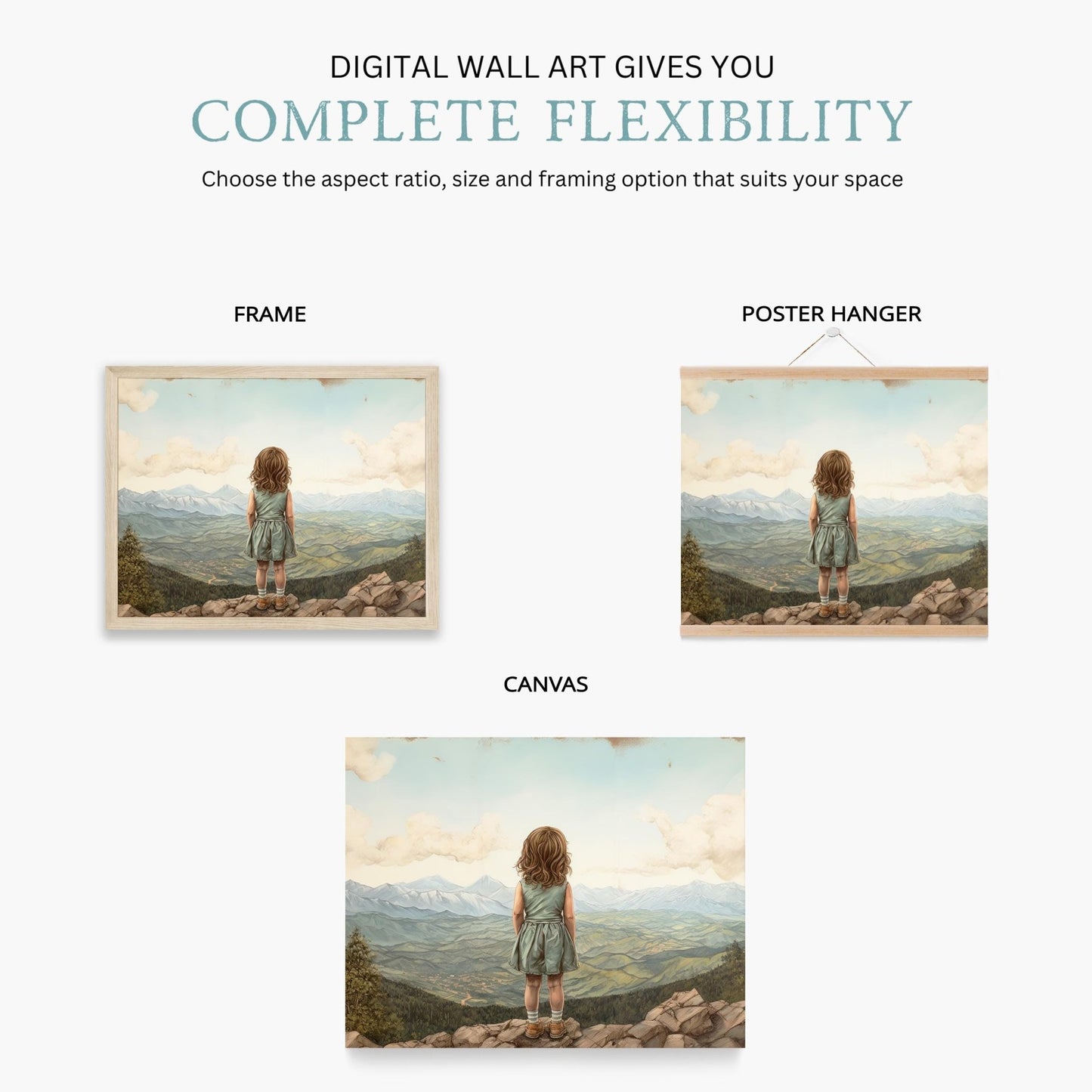 Adventure Decor Girl, Nature Wall Art, Vintage Nursery Decor, Mountain Theme - WildfieldPrints