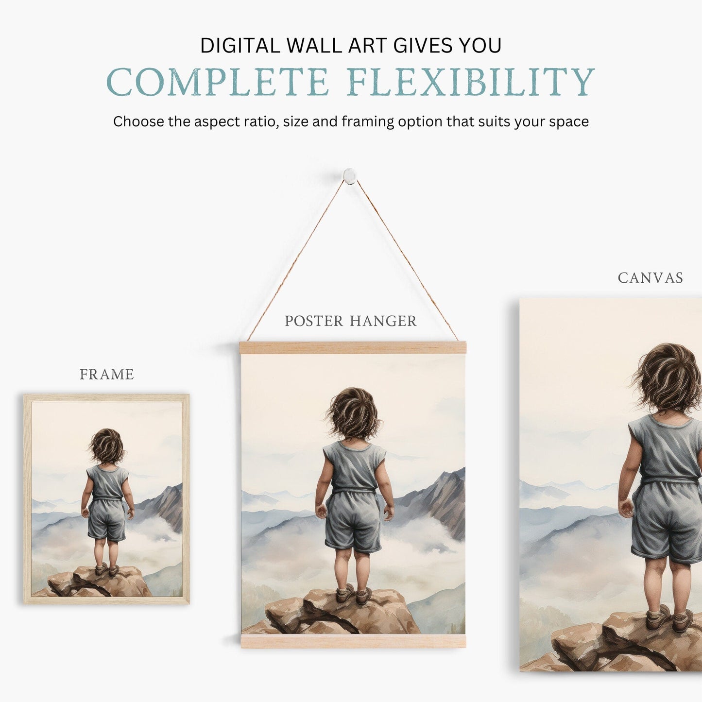 Adventure Nursery Decor, Girl's Room Wall Art, Mountain Print - WildfieldPrints