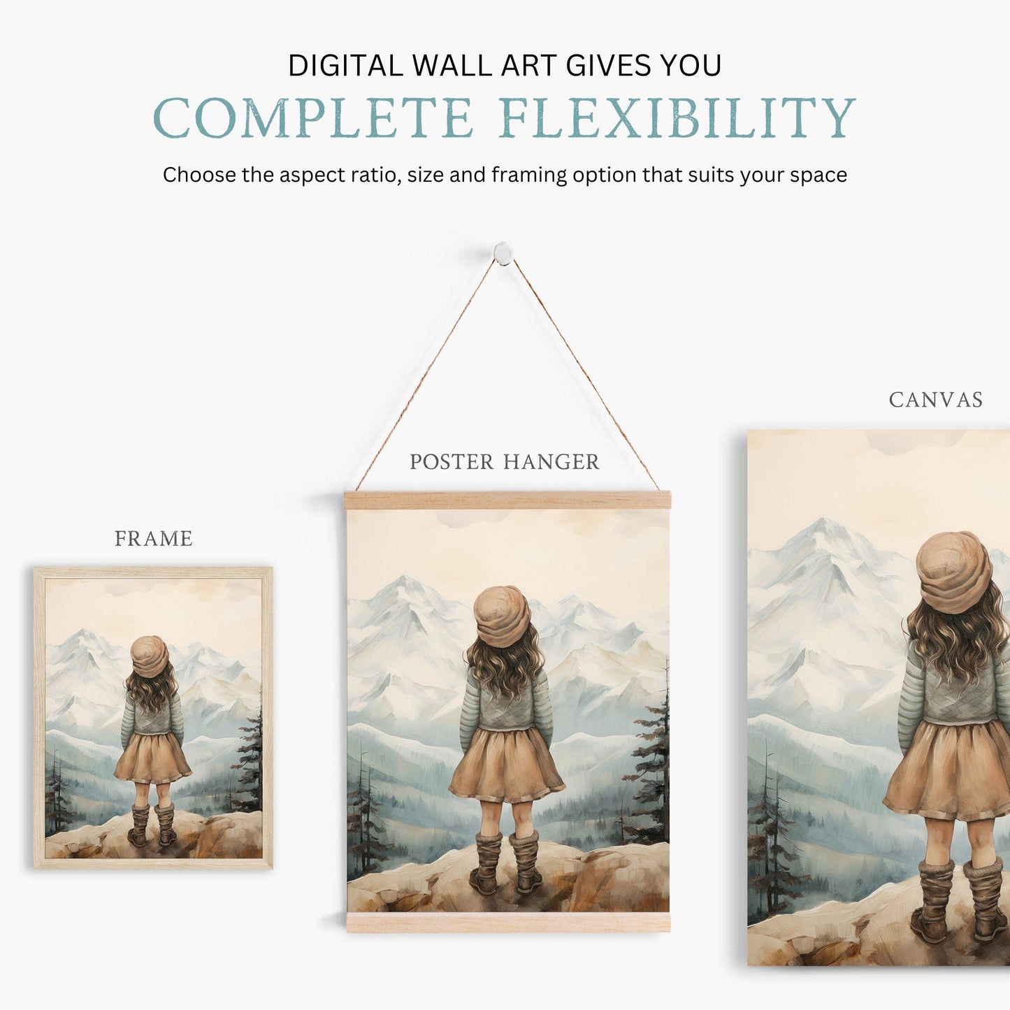 Adventure Nursery Decor, Girl's Room Wall Art, Mountain Print - WildfieldPrints