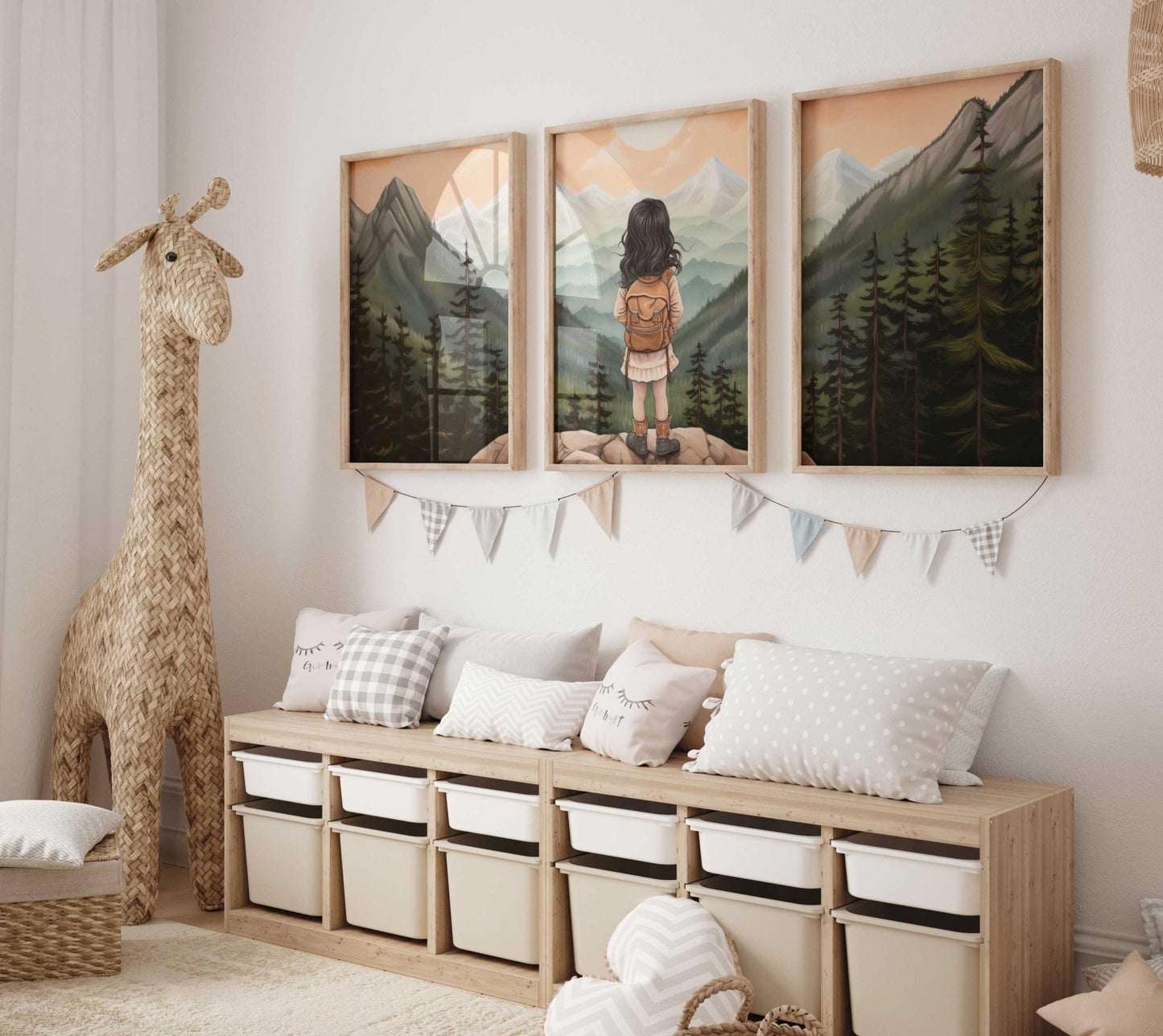 Adventure Nursery Decor, Mountain Wall Art, Toddler Girl Room Style - WildfieldPrints