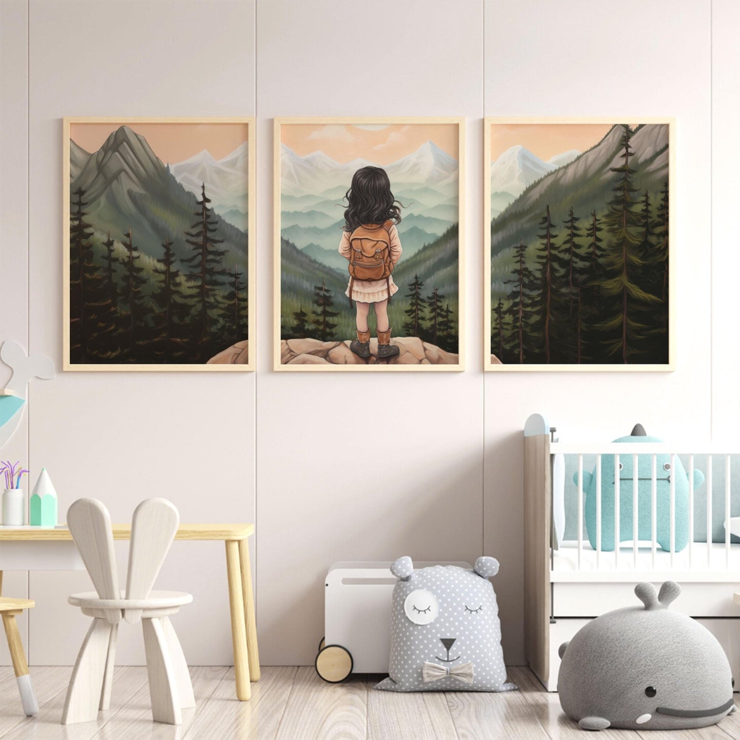 Adventure Nursery Decor, Mountain Wall Art, Toddler Girl Room Style - WildfieldPrints