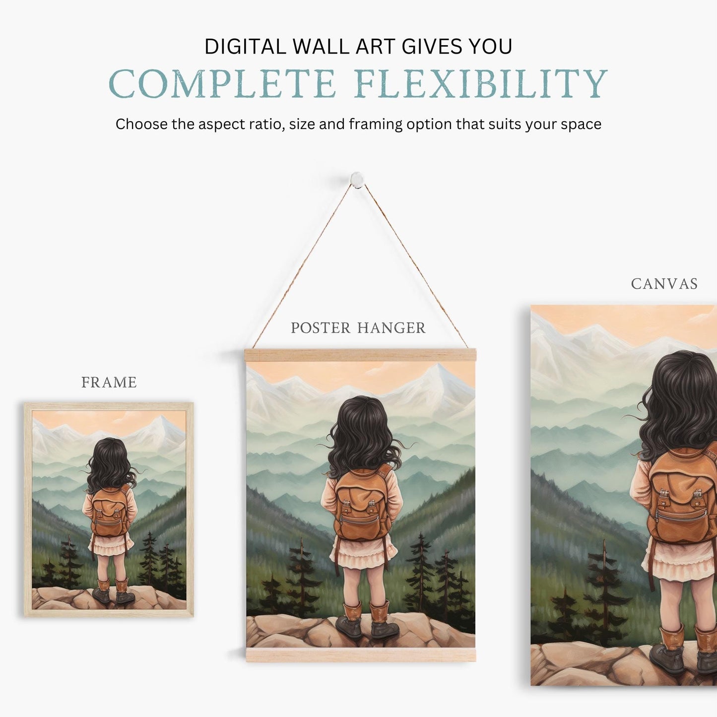 Adventure Nursery Decor, Mountain Wall Art, Toddler Girl Room Style - WildfieldPrints