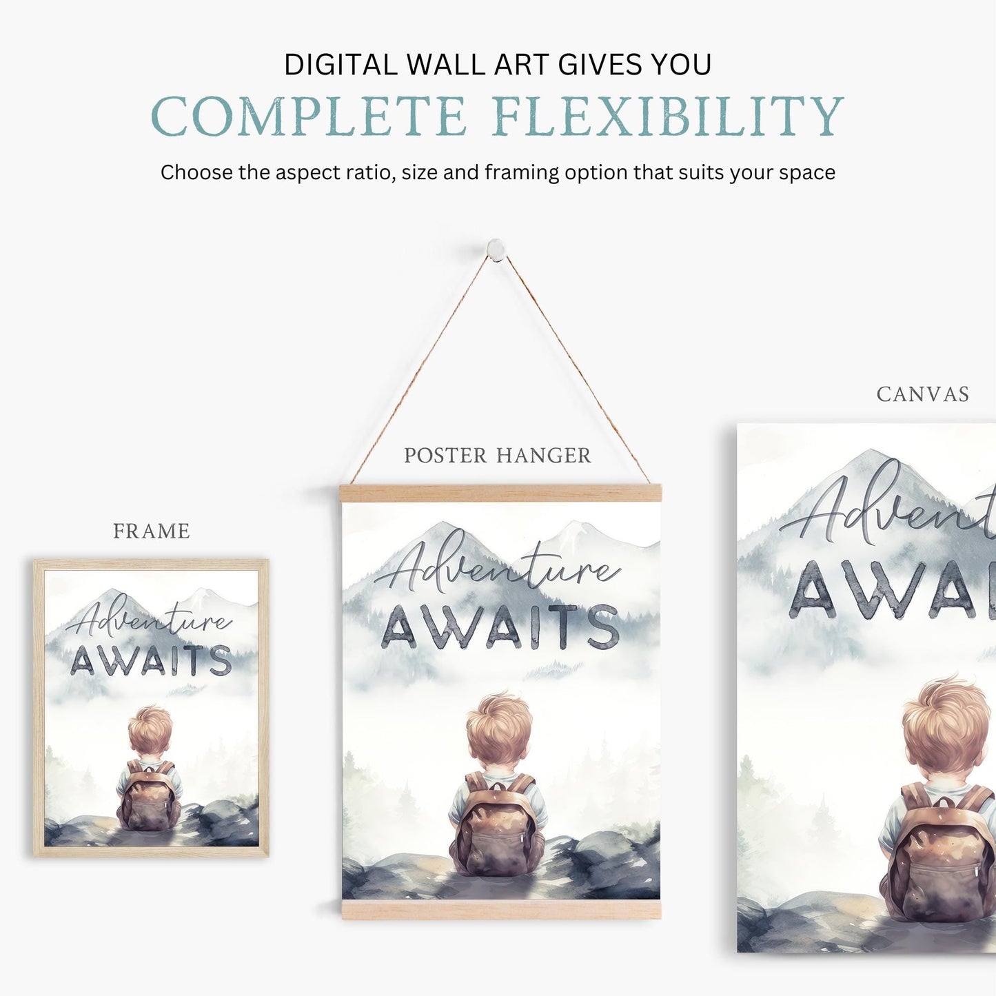 Adventure Nursery Prints, Woodland Animal Decor, Adventure Awaits - WildfieldPrints