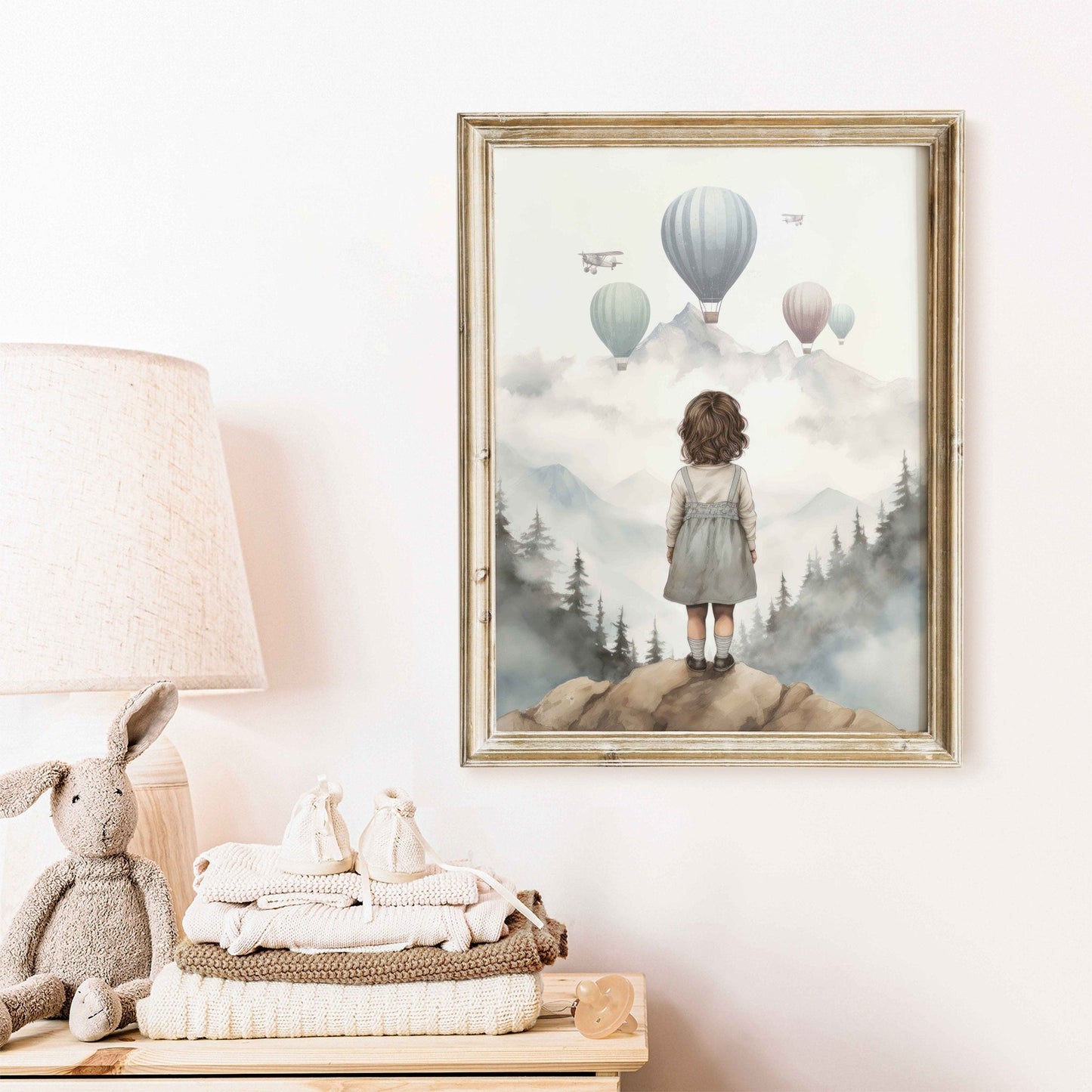 Adventure Nursery Wall Art, Vintage Girls Room Decor, Hot Air Balloons - WildfieldPrints