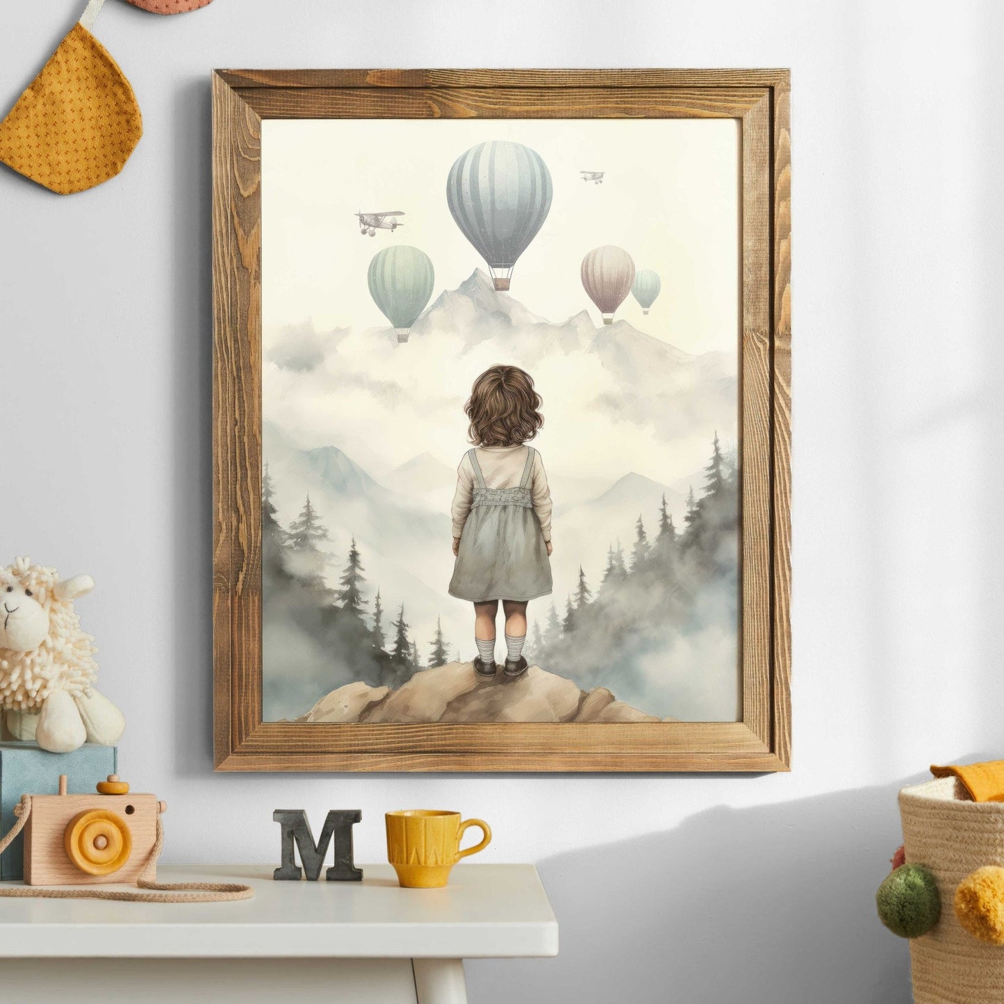 Adventure Nursery Wall Art, Vintage Girls Room Decor, Hot Air Balloons - WildfieldPrints