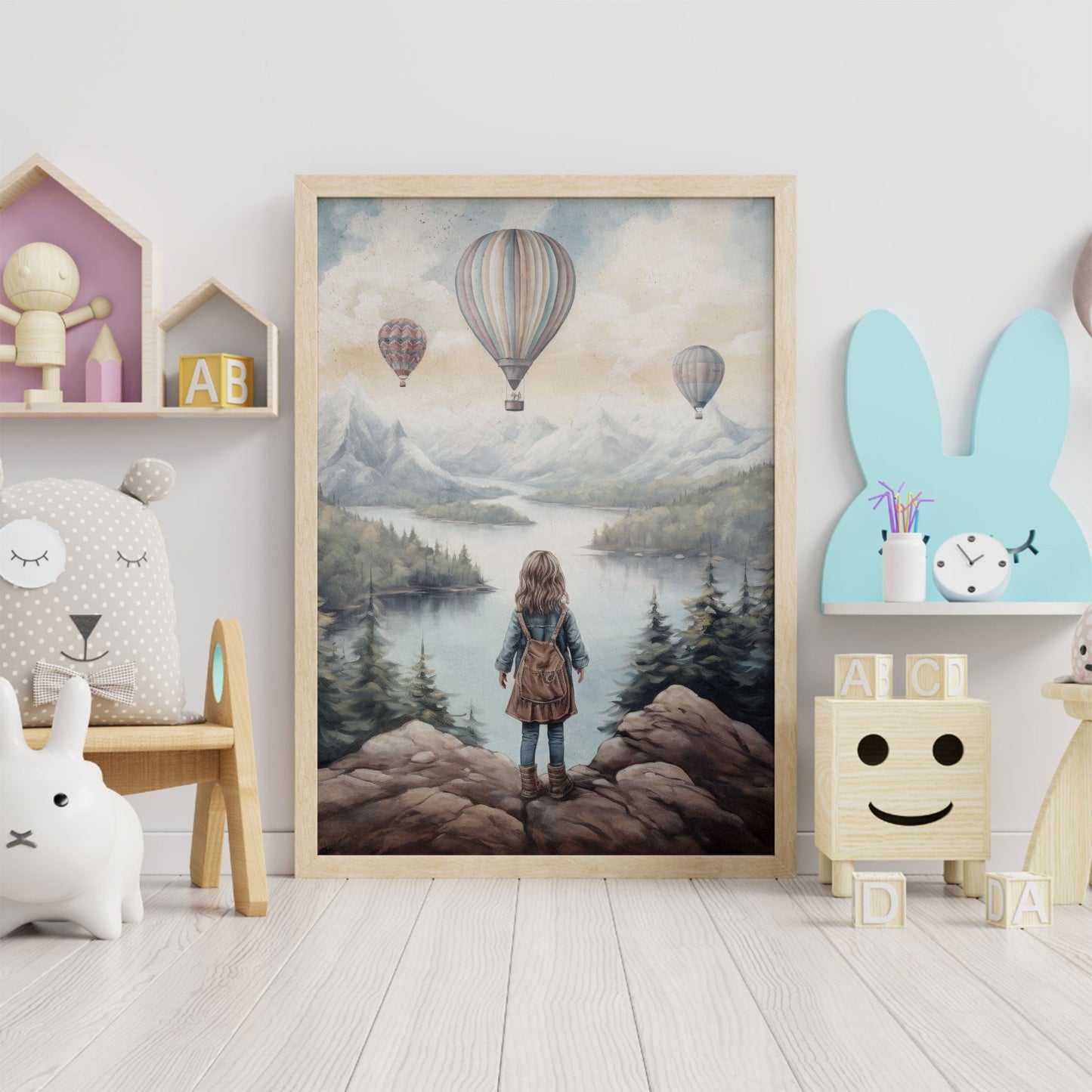 Adventure Nursery Wall Art, Vintage Girl's Room Decor, Hot Air Balloons - WildfieldPrints