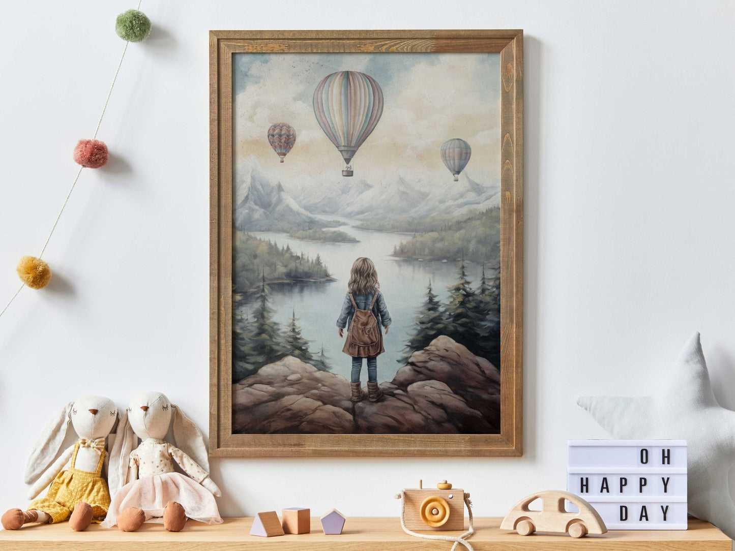 Adventure Nursery Wall Art, Vintage Girl's Room Decor, Hot Air Balloons - WildfieldPrints