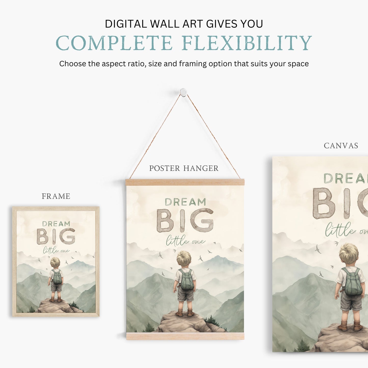 Adventure Quote Print, Dream Big Little One, Explorer Nursery Decor - WildfieldPrints