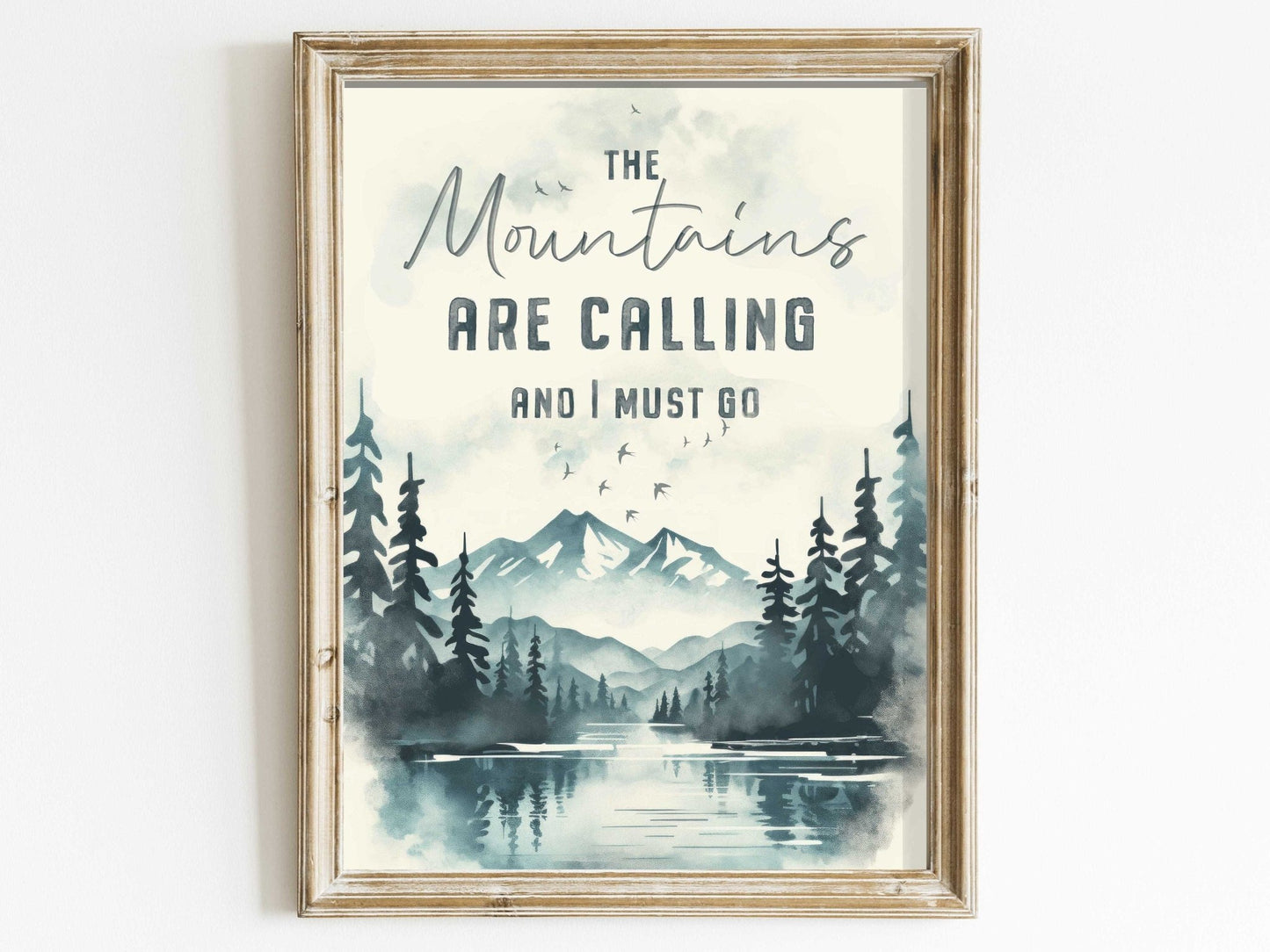 Adventure Quote Wall Art, The Mountains Are Calling, Nature Decor - WildfieldPrints